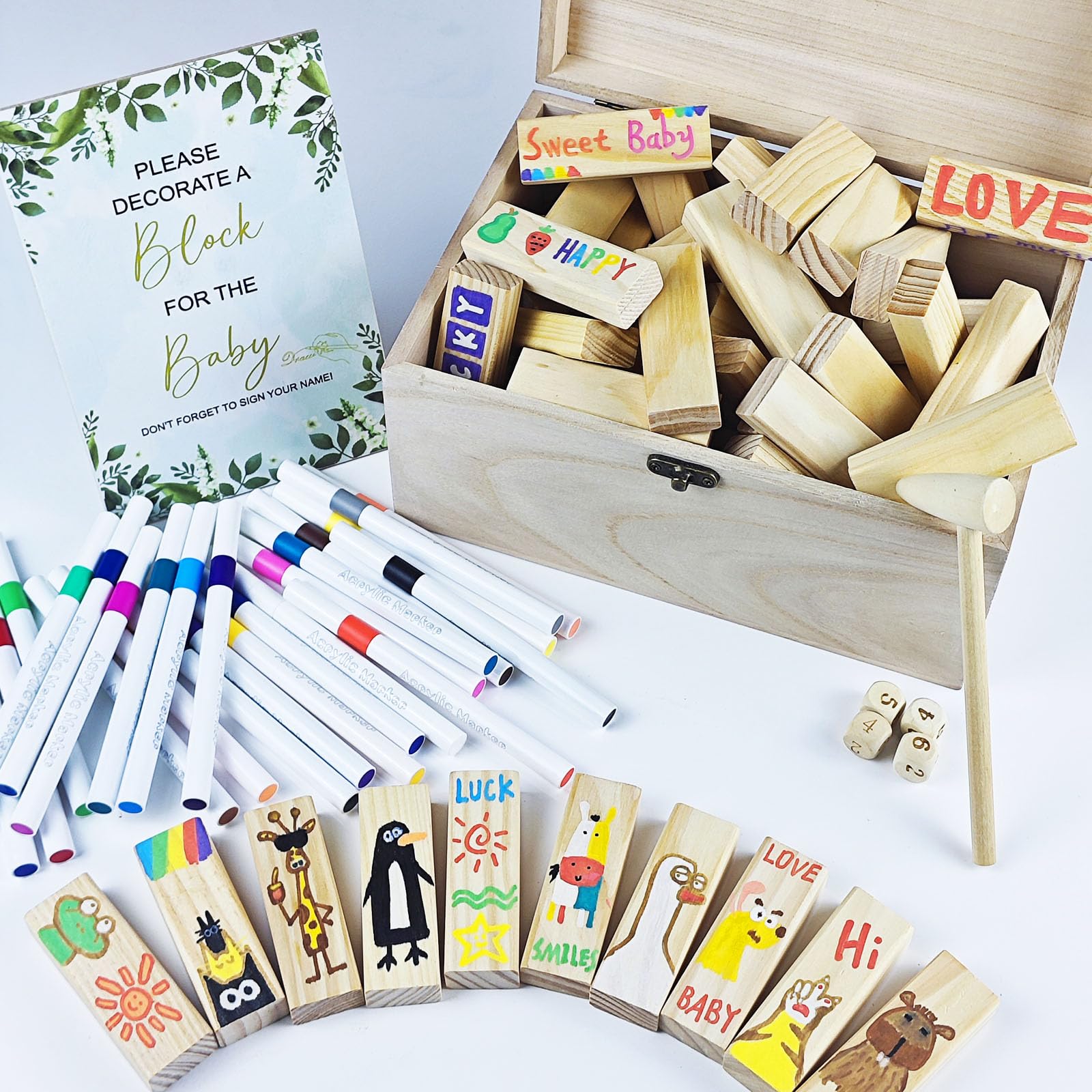 EIGTWEN Kit de 101 piezas de señales de juegos divertidos para baby shower, animadas actividades de juegos de baby shower con 2 formas de jugar para invitados, actividades únicas y creativas adecuadas
