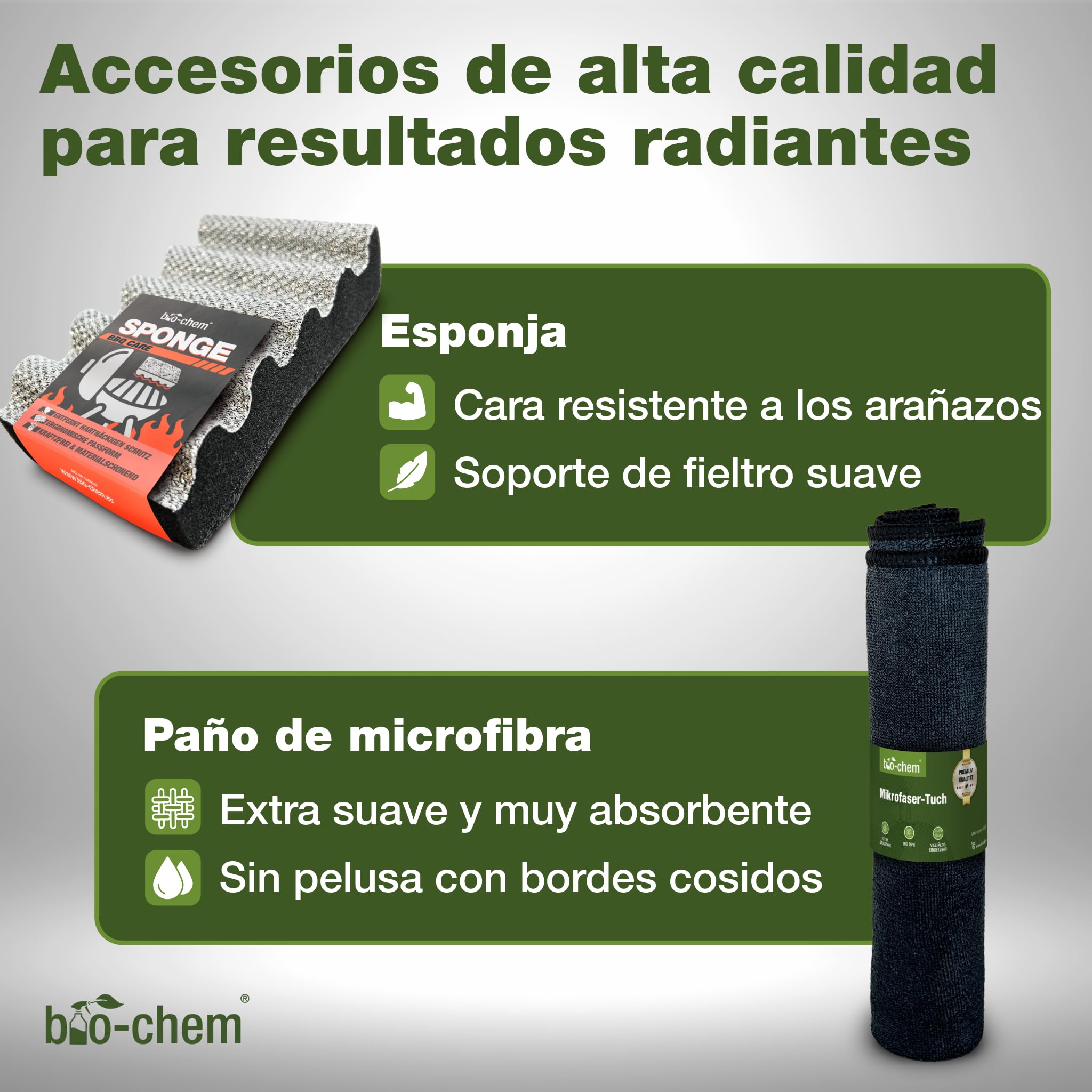 bio-chem Set de 6 productos para la limpieza de tuberías, inodoros, hornos | Elimina restos de orina y cal - Desatasca desagües - Limpia el horno - Con una esponja, un paño y piedra pómez