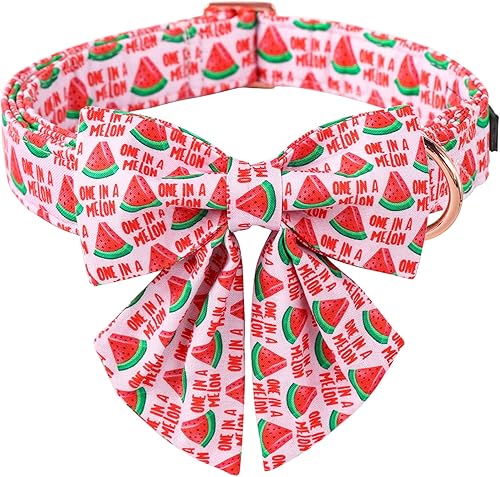 Miniatura 1 de ARING PET Collar de verano para perro, collar de perro de sandía rosa con corbatín marinero, collares de algodón ajustables para perros, regalos con
