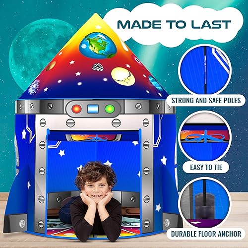 Miniatura 4 de Rocket Ship - Tienda de campaña para niños diseño único de espacio y planeta para niños y niñas actividades imaginativas para interiores y