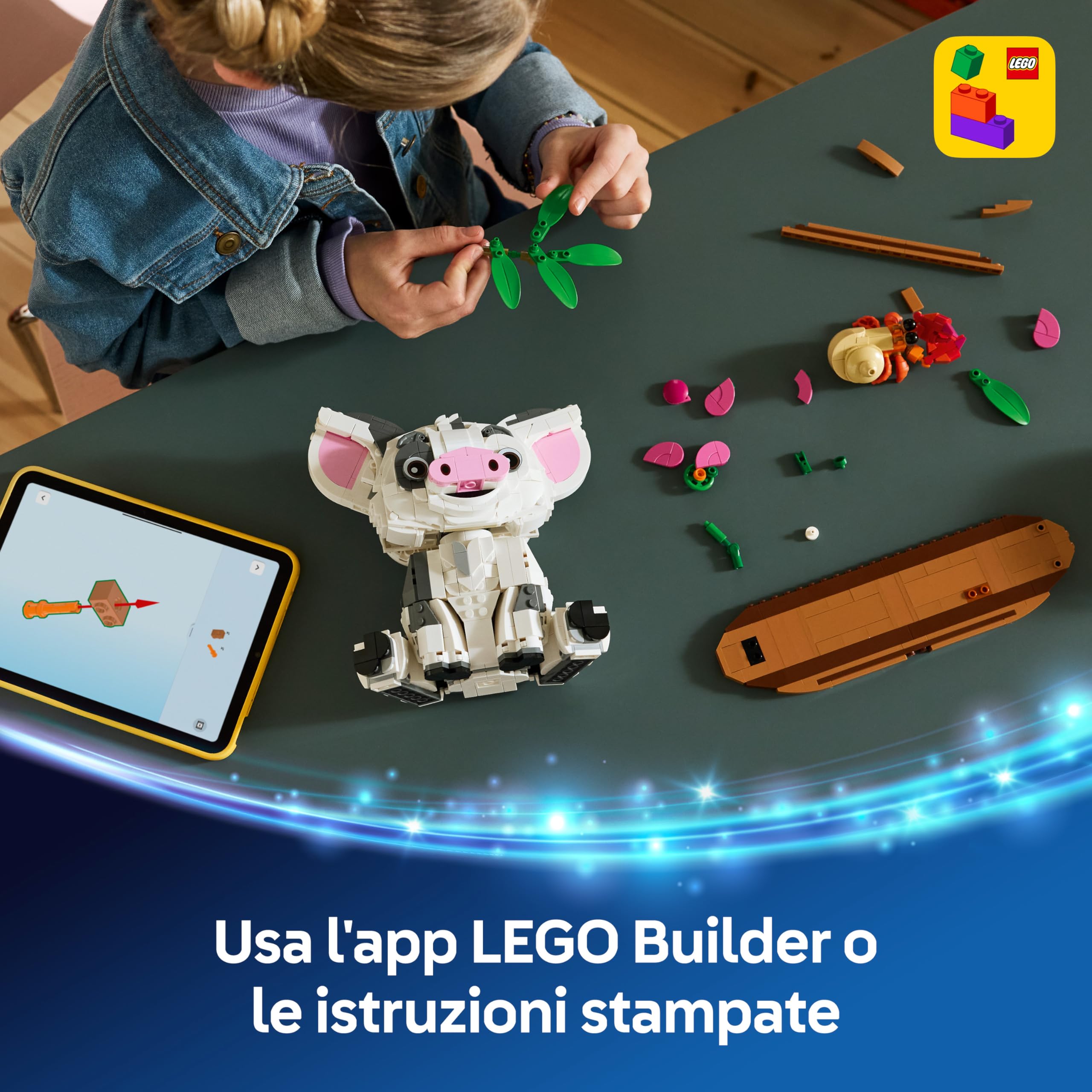 LEGO | Disney Vaiana Pua Action Figure - Maialino Giocattolo con Fiore, Granchio e Zattera da Supporto - Decorazione Cameretta - Regalo di Compleanno per Bambine da 9 Anni in su Fan del Film - 43292