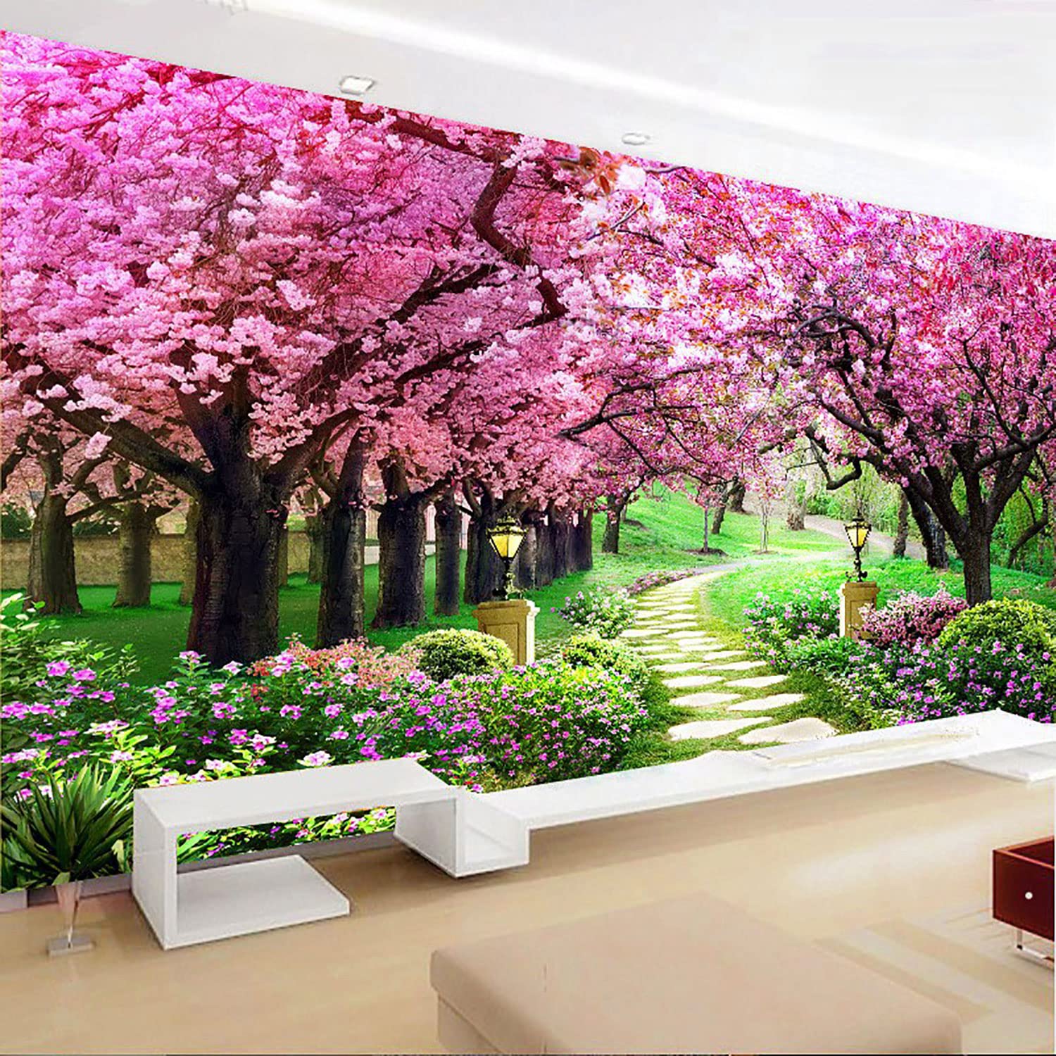 ZGmaxCL DIY 5D Diamond Painting Grandi Dimensioni Paesaggio di Fiori Rosa Paint by Numbers Soggiorno Quadri Camera da Letto 180x60cm