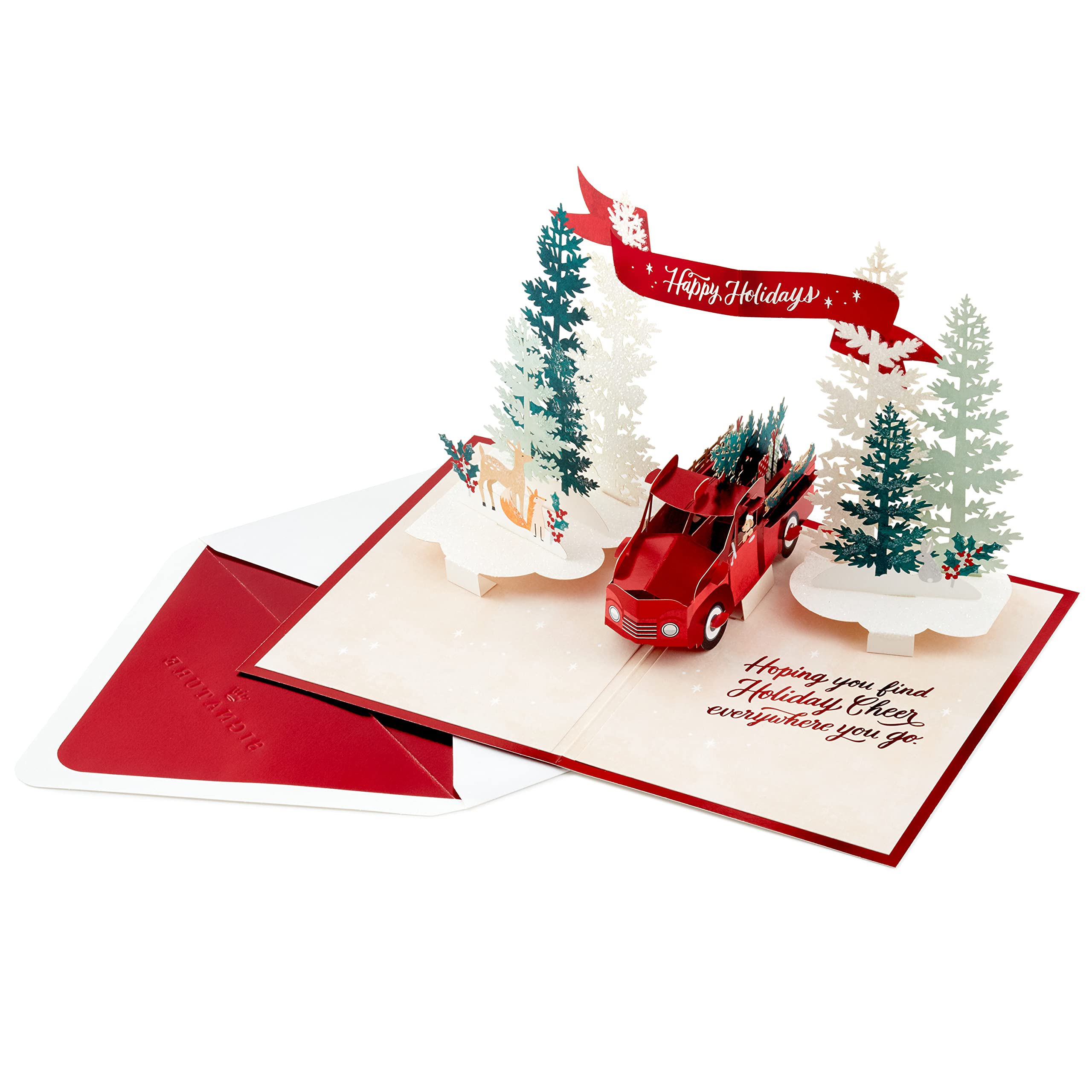 Hallmark Paper Wonder Biglietto Pop-Up 3D A Forma Di Trattore Rosso Con Busta Gialla - Per Compleanno, Festa Del Papà, Laurea