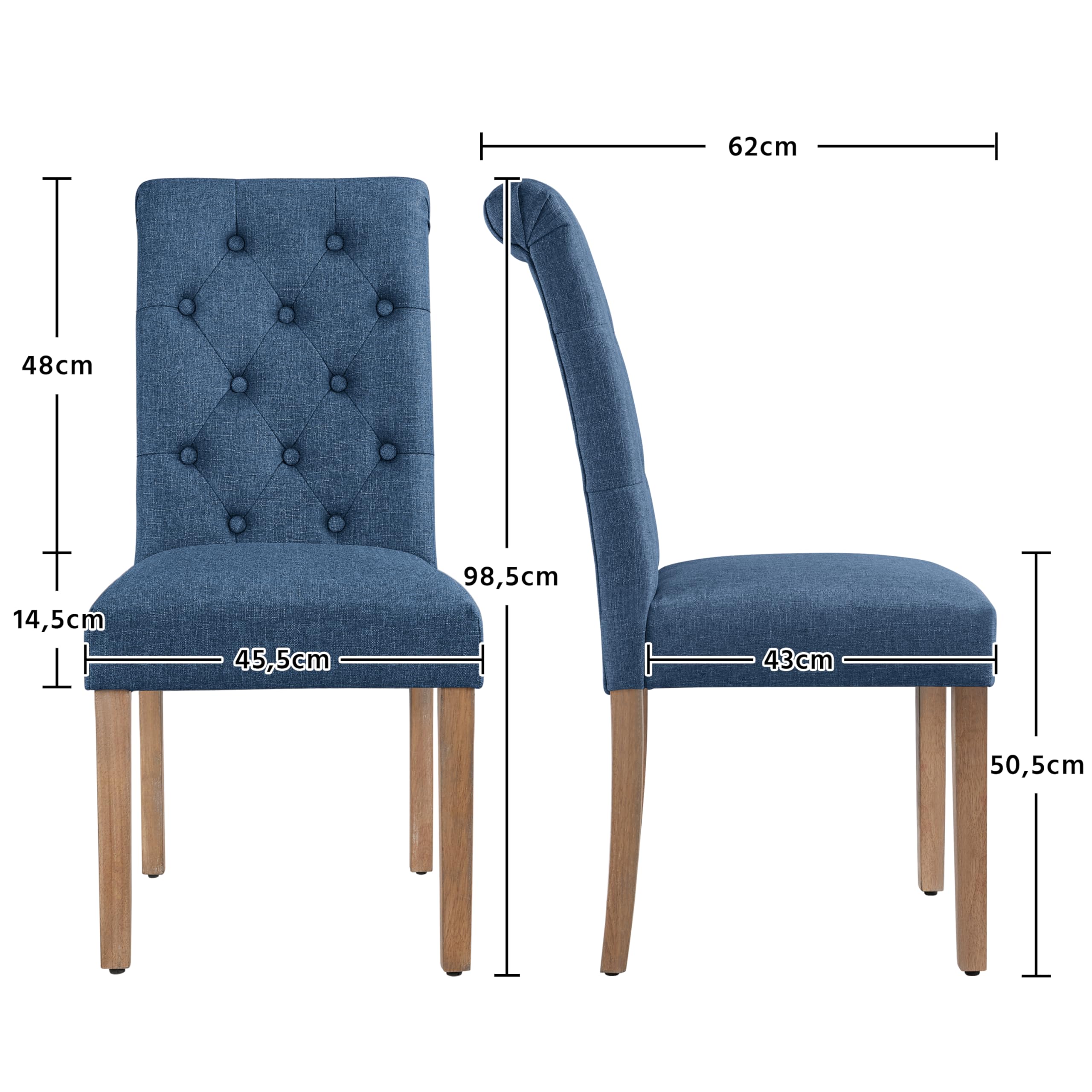 Yaheetech Eetkamerstoelen, set van 2, gestoffeerd, metalen poten, belastbaar tot 136 kg, voor keuken, eetkamer, slaapkamer, restaurant, donkergrijs/kunstleer