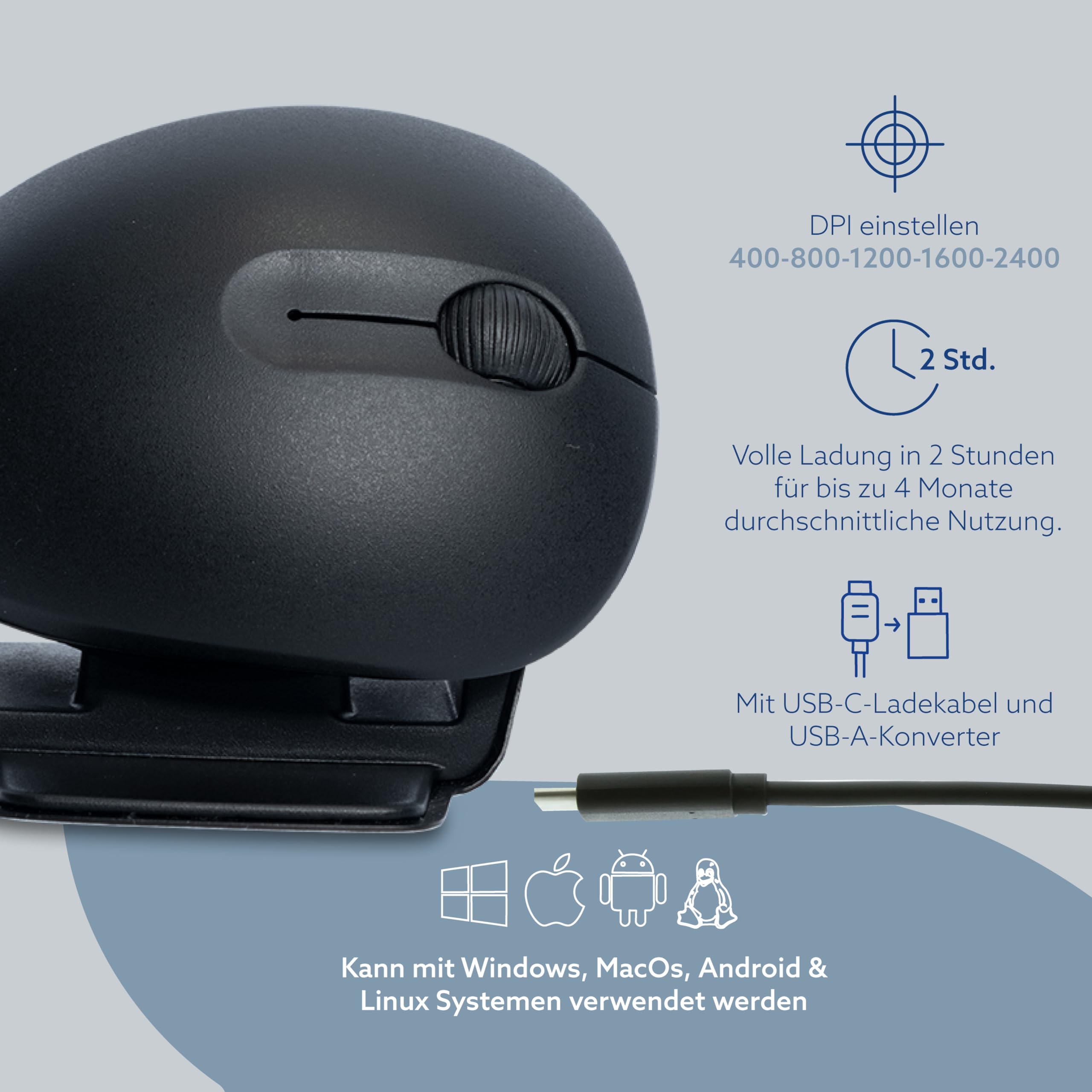 R-Go Twister Beidhändige Maus, Ergonomische Vertikale Design, Bluetooth&USB Verbindung, Mit Break Software, Vorbeugung Mausarm, Maus für Links- oder Rechtshänder, Kompatibel Windows/MacOS, Schwarz
