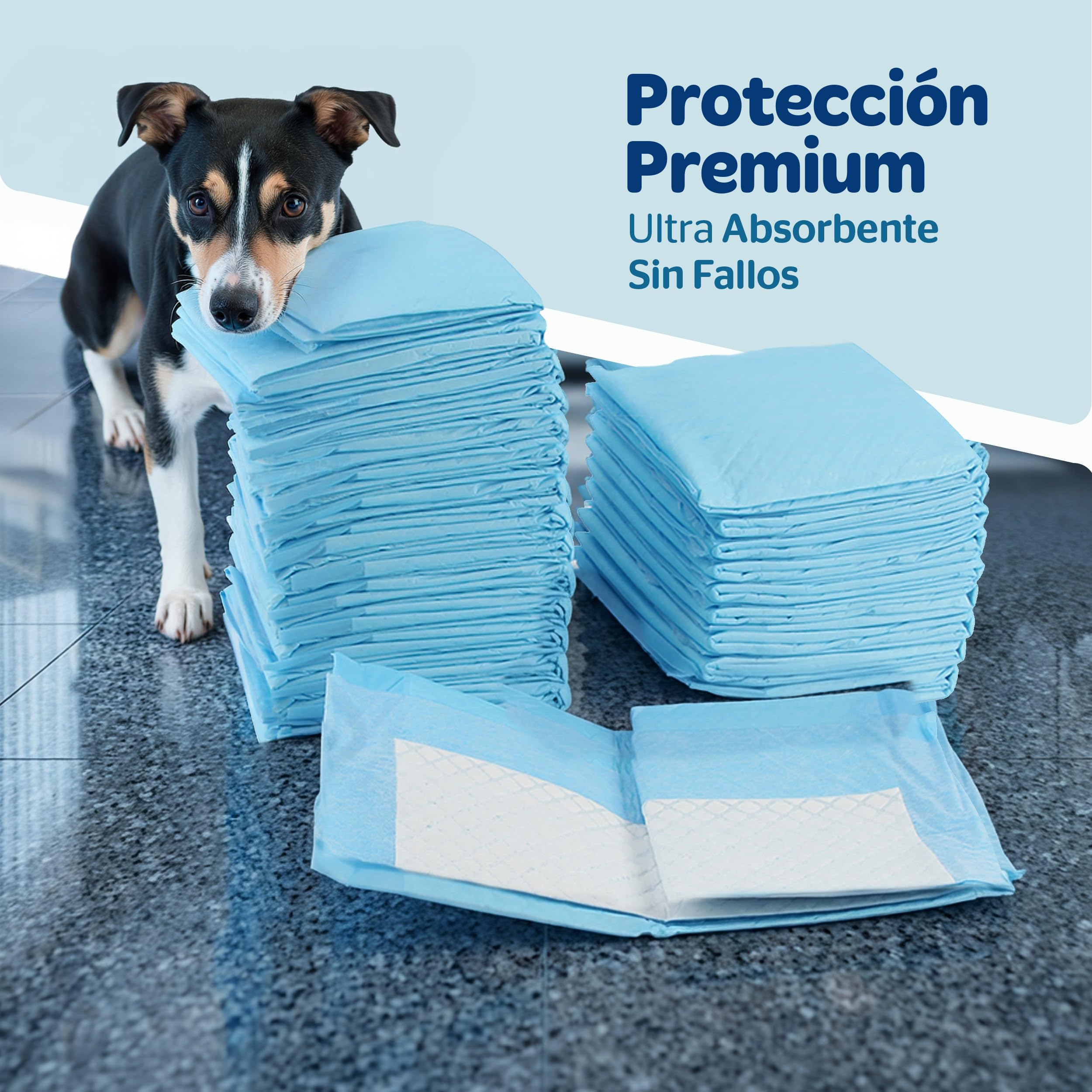 PORTENTUM Empapadores Perros 60x60 cm 100 Unidades – 6 Capas absorbentes antifugas con Control de olores – Alfombrillas Desechables para Entrenamiento – Inodoro para Perros - 3