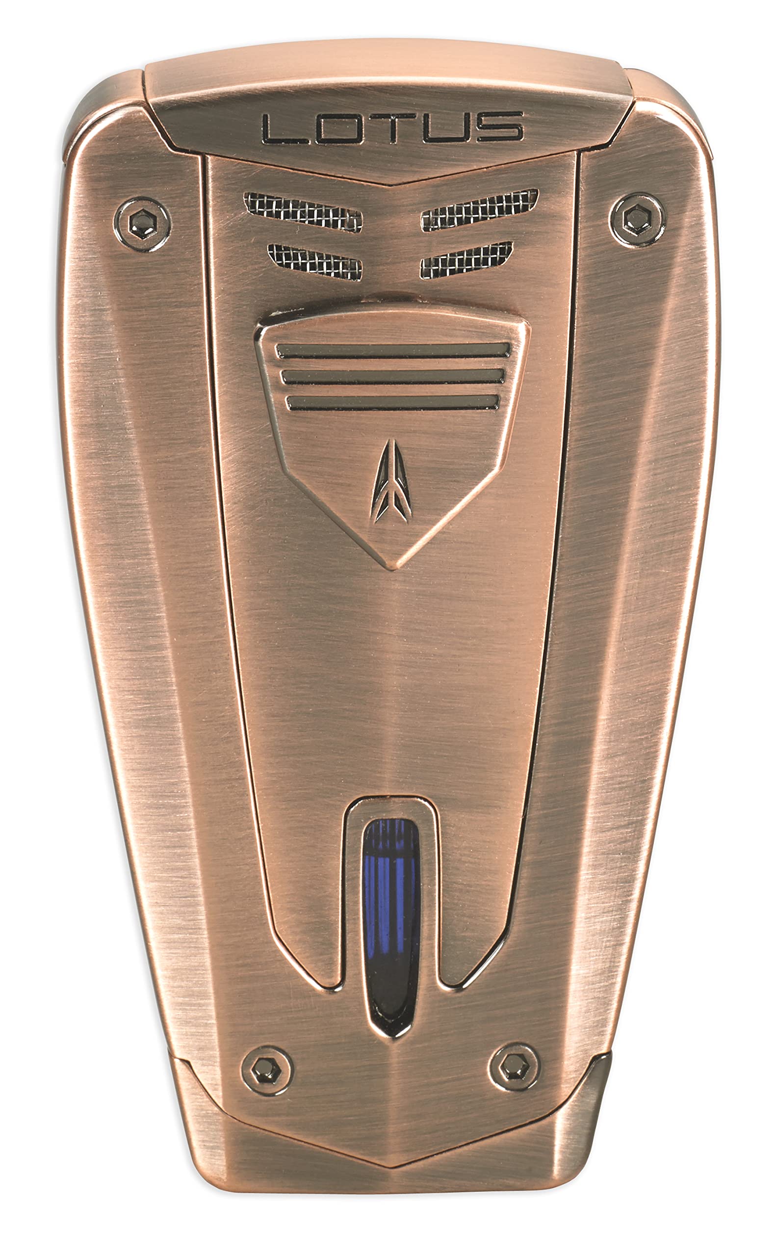 Lotus Fusion Cigar Lighter with Triple Pinpoint Torch Flames Single Action Ignition All Metal Housing Fold-Out Cigar Punch