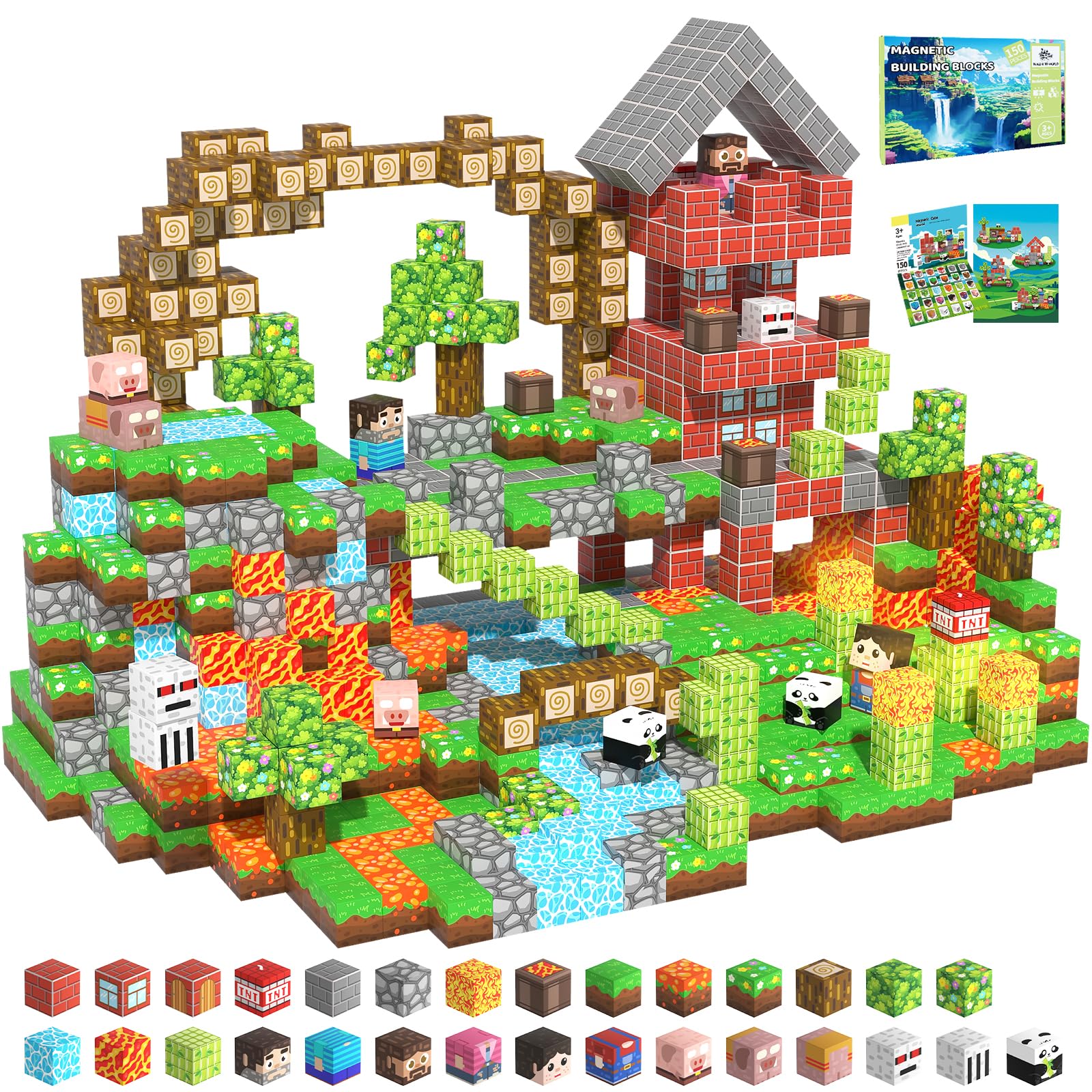 SSAWER Magnetic Blocks, 150PCS Magnetic Building Blocks