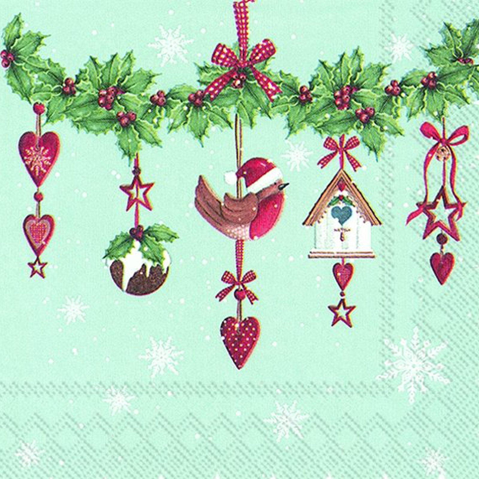 Ideal Home Range 20-Count Lovely Garland Paper Luncheon Napkins, Light Blue