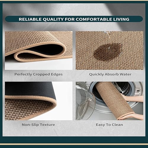 Miniatura 7 de KPPKOU Alfombras y tapetes de cocina, alfombra de piso de cocina frente al fregadero absorbente, antideslizante de goma natural lavable para el