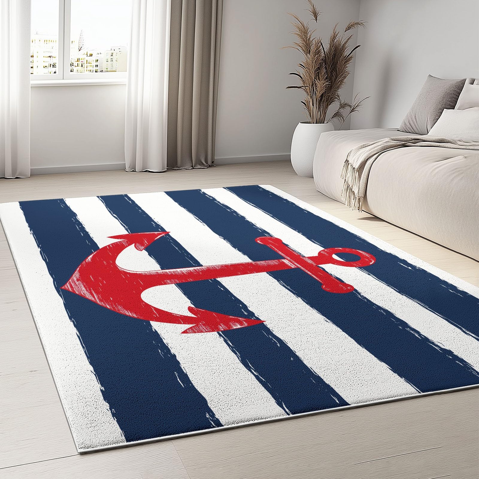 Tapis de passage à poil court doux lavable et antidérapant rayé