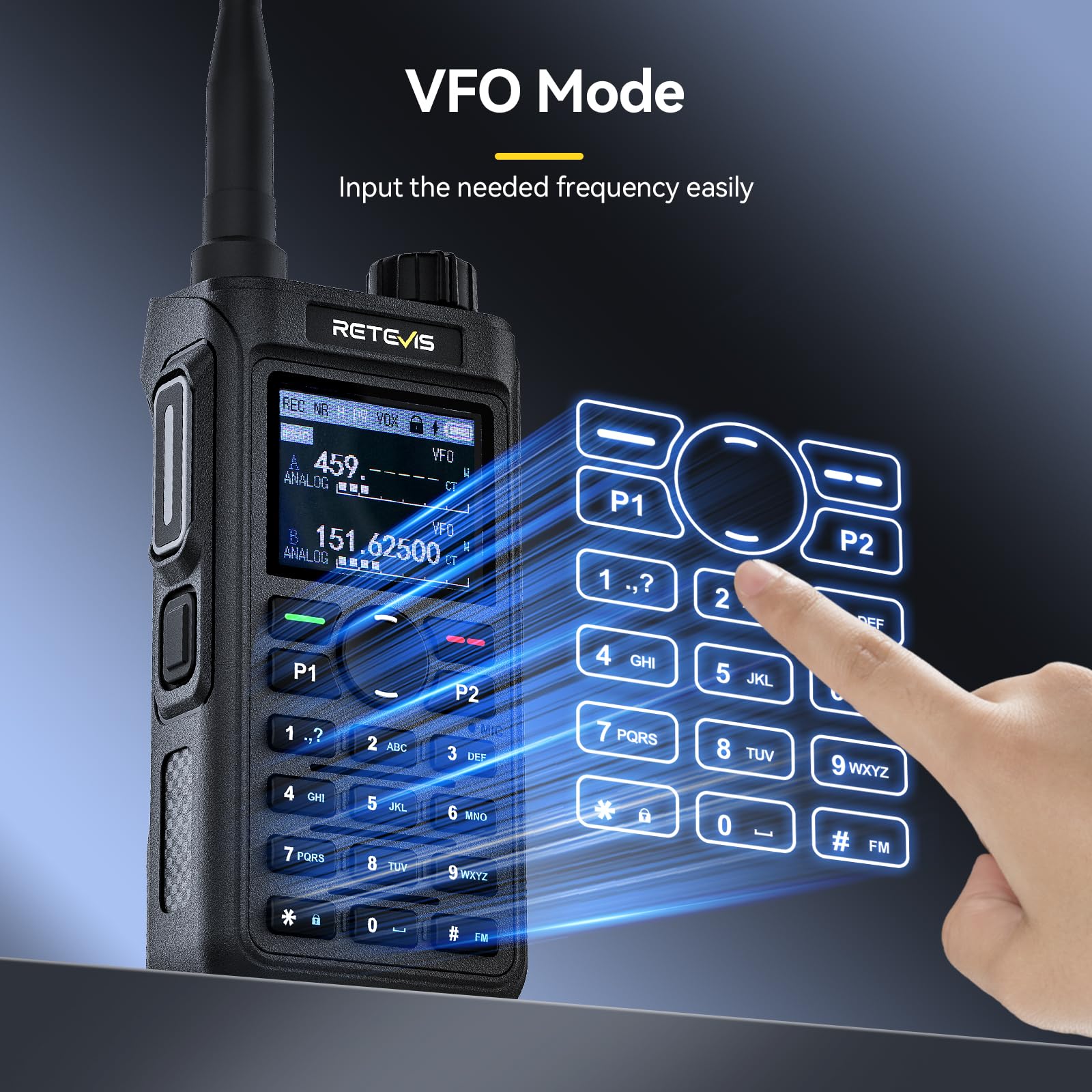 Retevis C62 UHF/VHF Przenośne Radio ze Słuchawką, Akumulatorowe Ham Radio, Wysokiej Mocy Dwukierunkowe Radio Dalekiego Zasięgu, 2000mAh, do Restauracji, Hoteli, Supermarketów (opakowanie 2 szt)