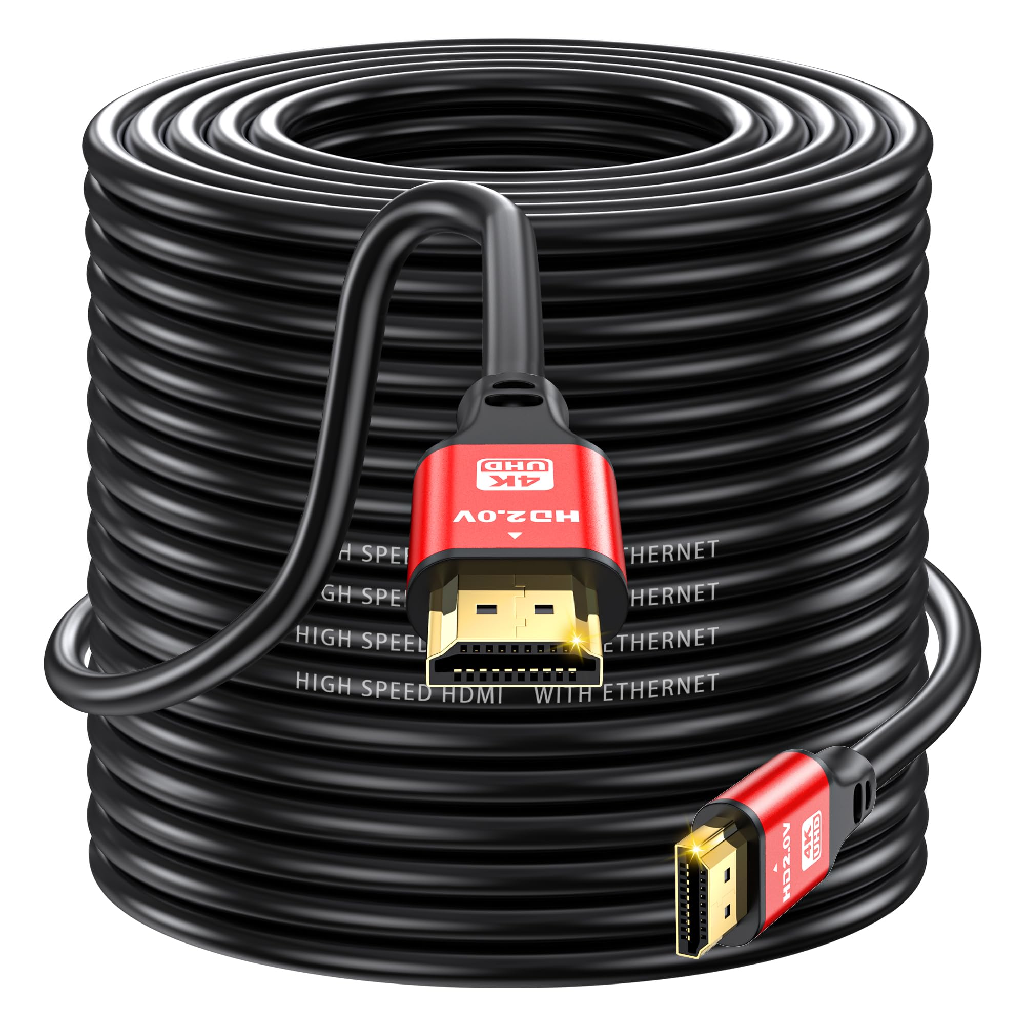 HDMI Cable 150ft, 4K@60Hz, 18Gbps High Speed HDMI 2.0 Cord, Ultra HD,Ethernet Audio Return,Video 4K,1080p,3D,Arc, HDR Compatible with Xbox,PS5/PS4,HDTV,Laptop ect(Red)
