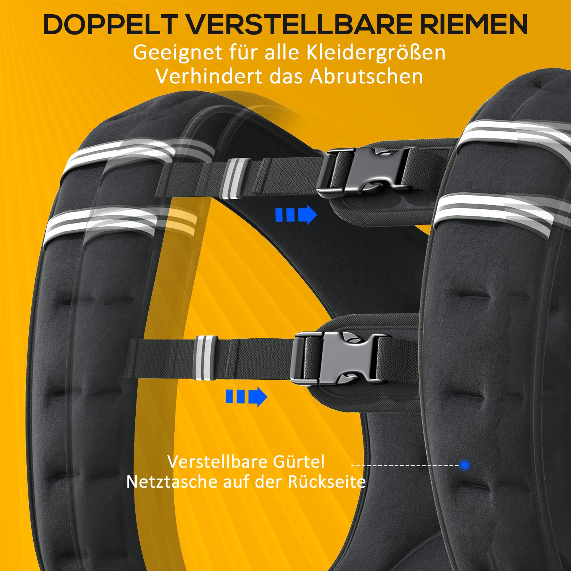 HOMCOM Gewichtsweste Weight Vest verstellbar für Gewicht Tranning Krafttrainning Mann/Frau Oxford-Gewebe Metallsand Schwarz 40 x 35 cm