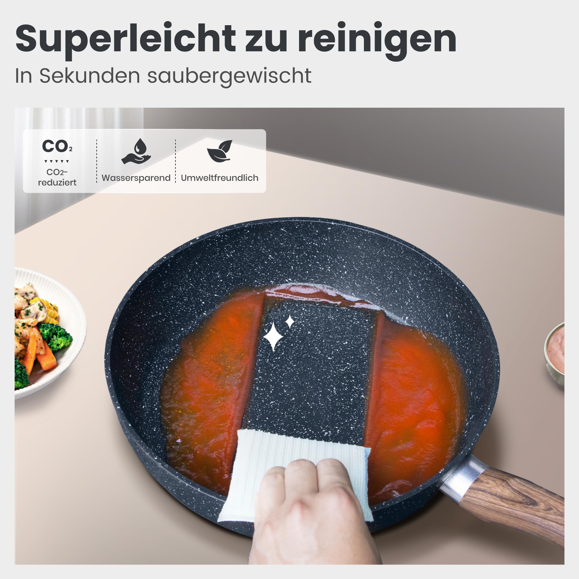 DishDelight Juego de Ollas y Sartenes 12pcs Aluminio Antiadherente Sartene Wok Cacerola con Tapas para Todas las Cocinas Inducción