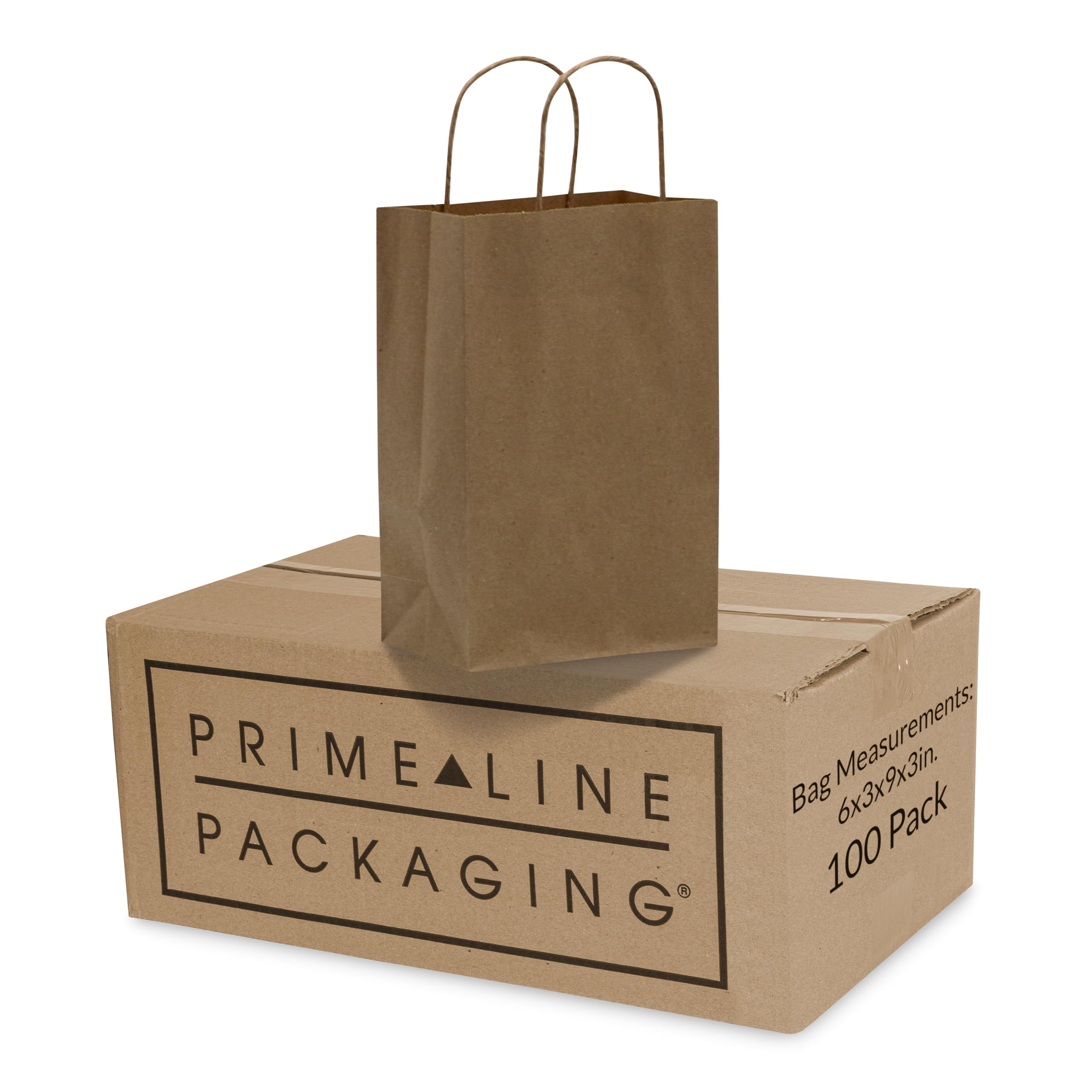 Brązowe torby z papieru kraftowego z uchwytami, przyjęcia urodzinowe, restauracja na wynos, zakupy, towary, impreza, sprzedaż detaliczna, torby na prezenty 6x3x9x3-100 szt.
