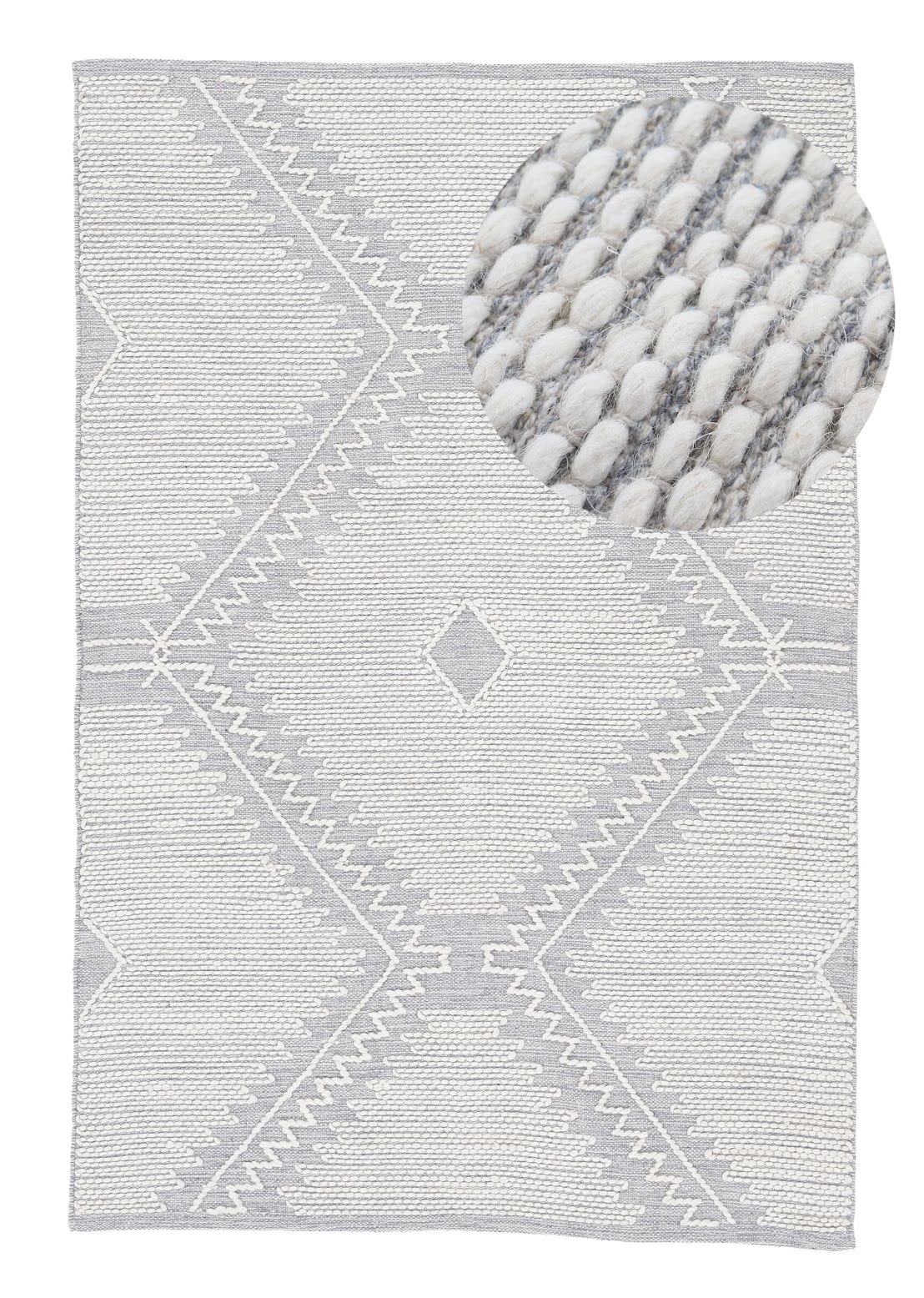carpetfine Baumwollteppich Kelim Durry robuster Flachgewebe-Teppich Grau 80x150 cm für Wohnzimmer, Schlafzimmer & Kinderzimmer