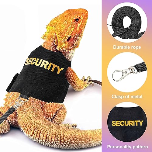 Bearded Dragon Harness & Leash Kit, Escape-Proof Adjustable Lizard Lead for Walking, Fun Costume Accessory