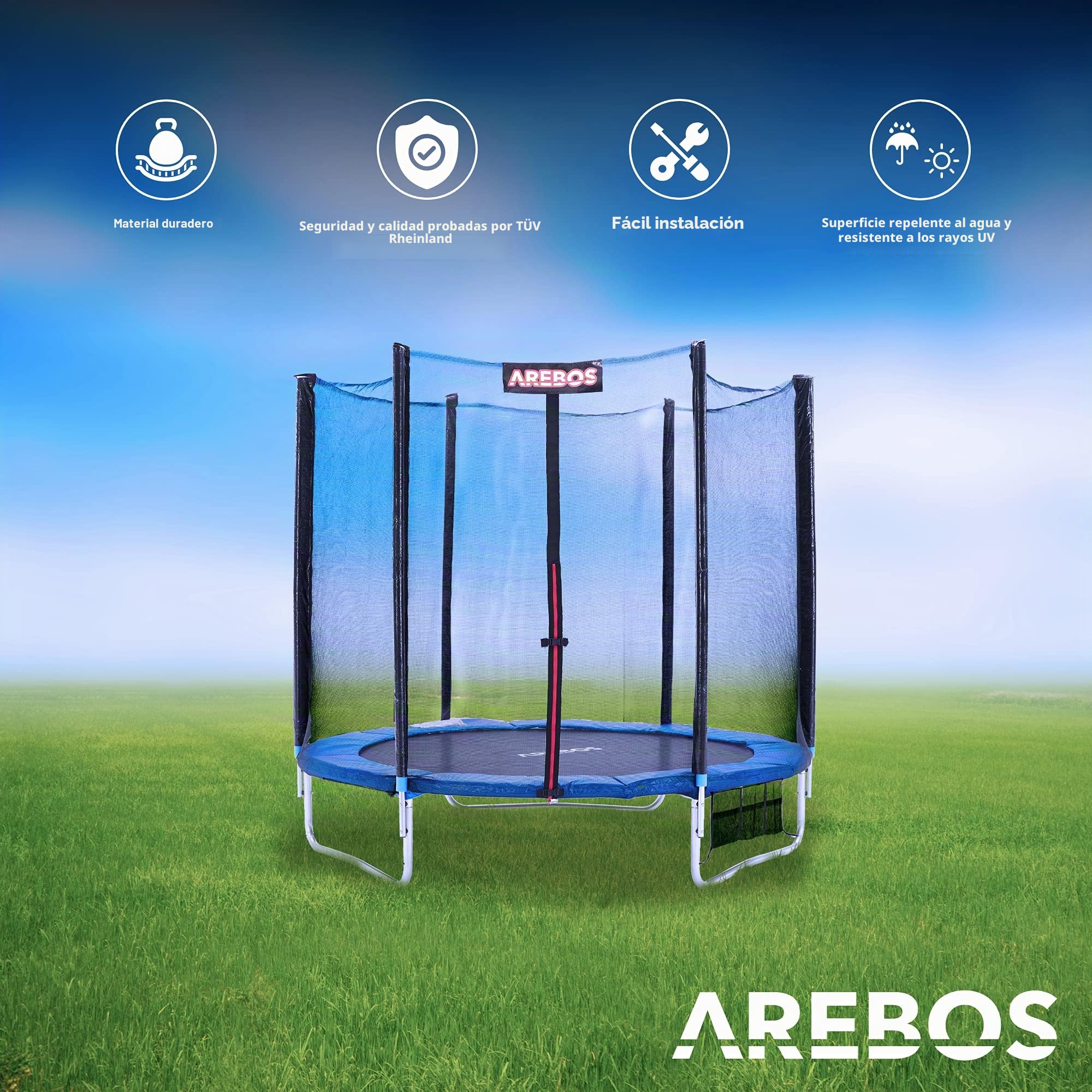 Arebos Cubierta para Borde de Cama elástica | 100% Resistente a los Rayos UV | Protección de Bordes Resistente a los Desgarros | 366 cm