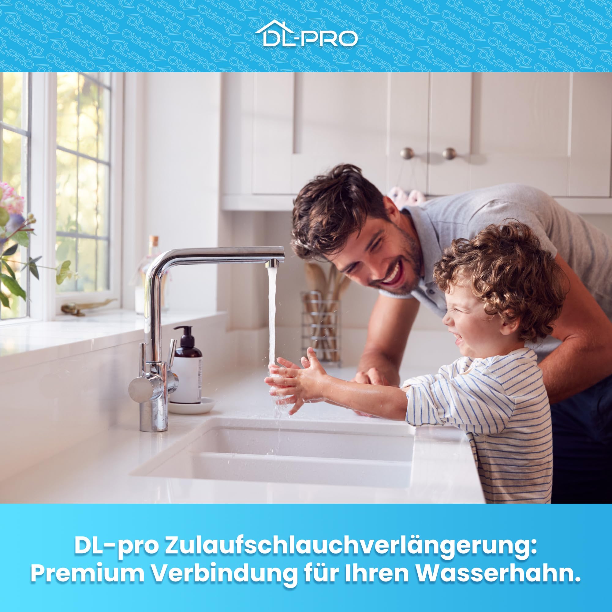 DL-pro Zulaufschlauchverlängerung 3m 3/4" gerade/gerade -15° bis +90° Edelstahl für Waschmaschine Geschirrspüler Spülmaschine