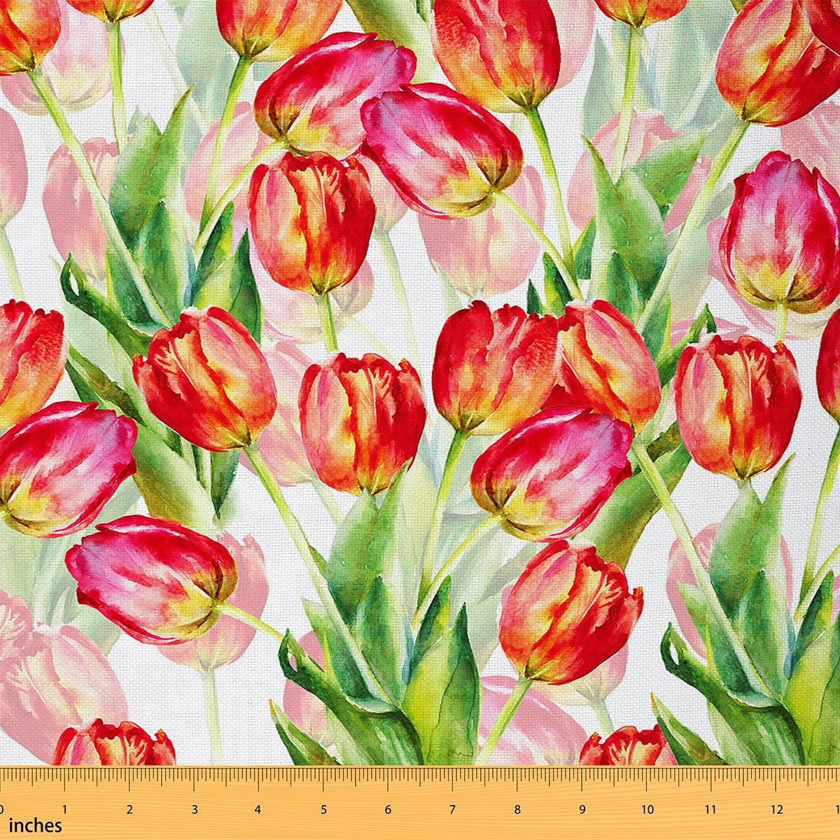 Homemissing Women's Multicolored 23 Tulip Fabric By The Yard For Men Adult Kids Floral Waterproof Outdoor Fabricy Flower Upholstery Fabric For Chairs Garden Reupholstery Fabric Decor 2 Yards (L184*W150cm)