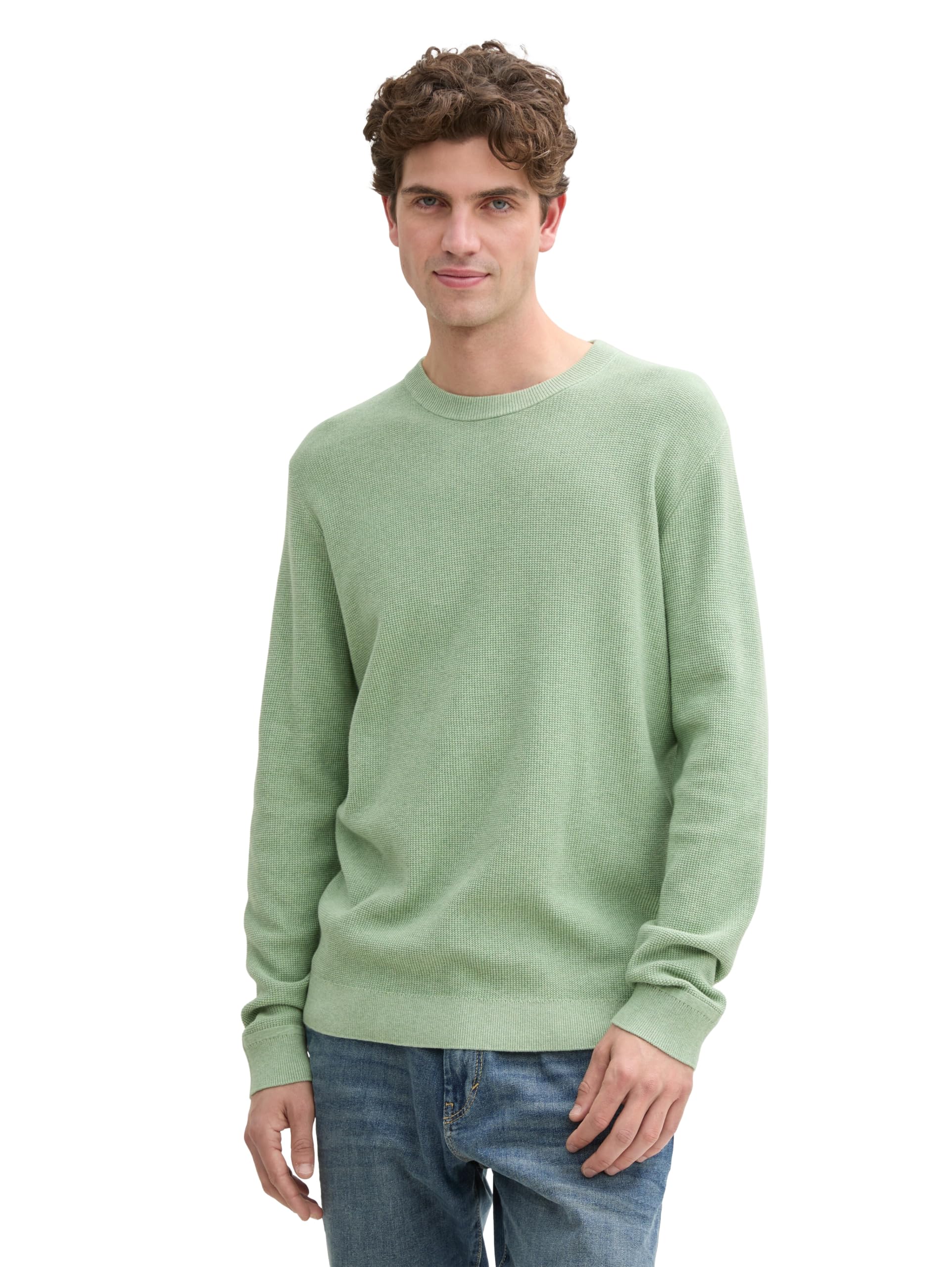 TOM TAILOR Men's 1042453 Pullover Sweater, 37098-Spring Green Melange, XXXL