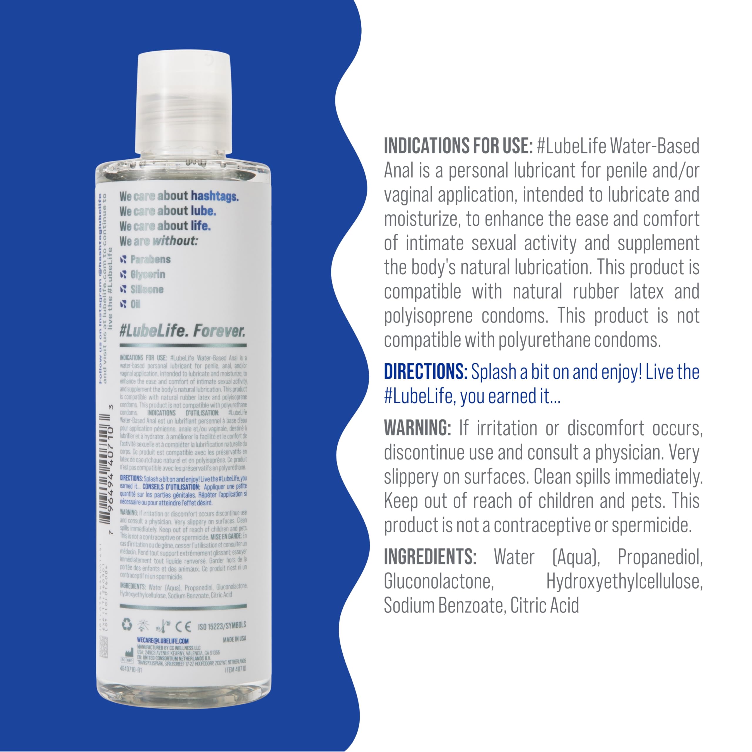 Image secondaire de LubeLife Lubrifiant anal à base d'eau pour hommes, femmes et couples – Lubrifiant personnel sans danger pour l'ingestion, compat