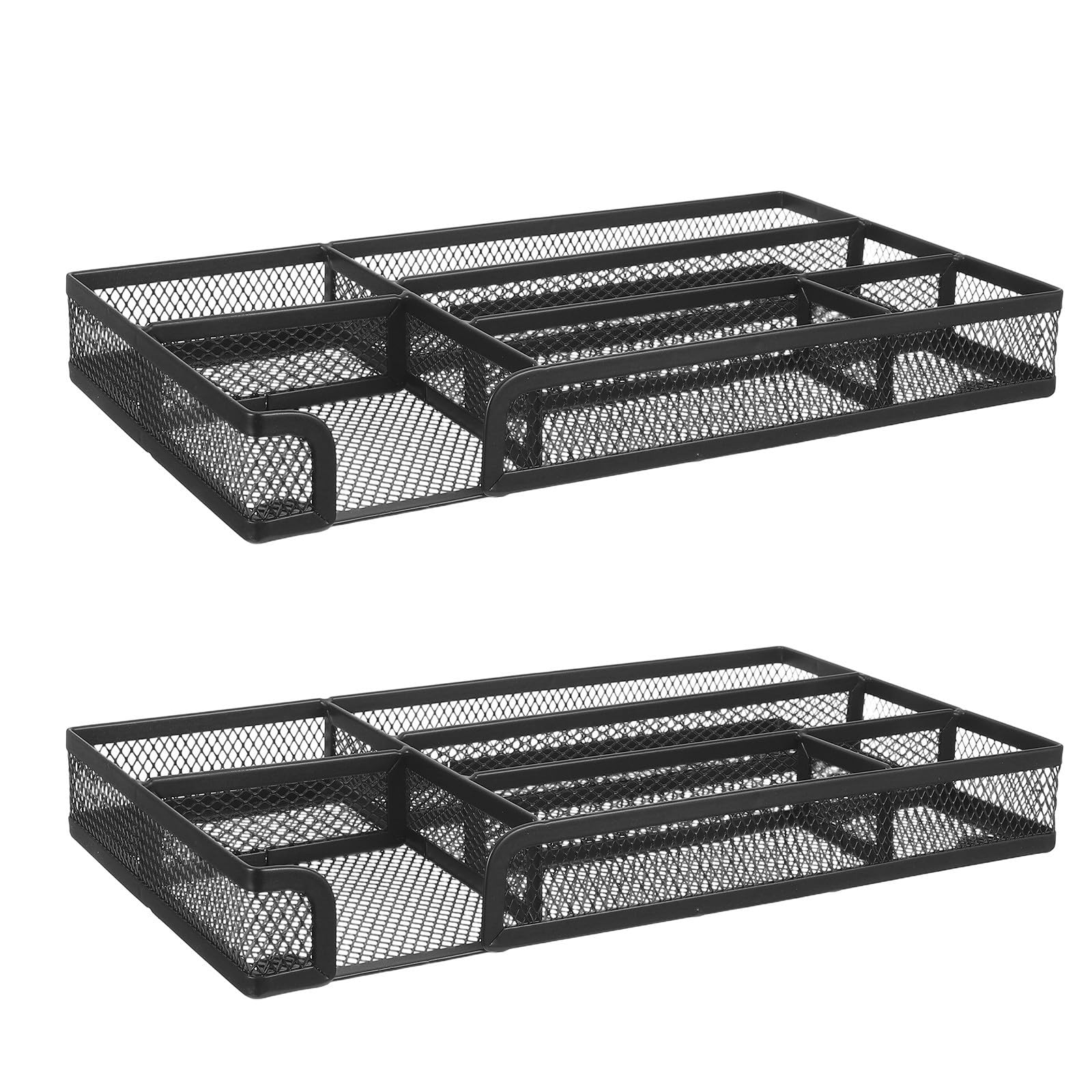 Healvian 2 Pezzi Organizer da Cassetto in Rete Metallica Nero, 6 Scomparti