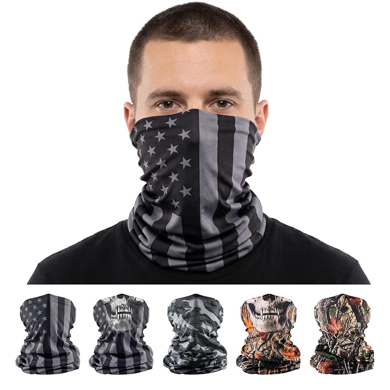 Gola Tubular Multifuncional S A com Proteção UV UPF 30, Poliéster e Estampa Camuflada Hunting Camo 2.0, Adulto Unissex, Kit com 5 unidades