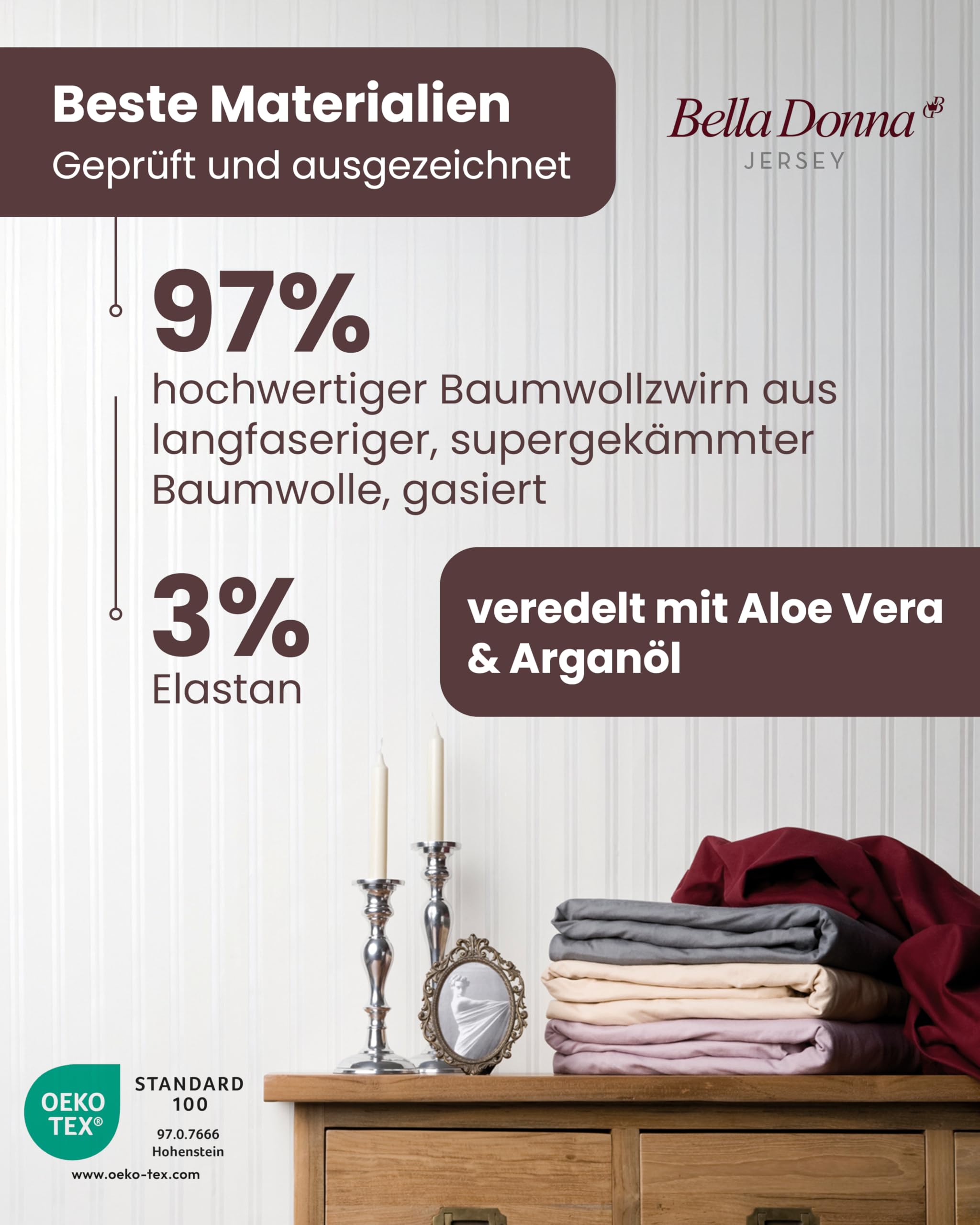 Spannbettlaken Bella Donna Jersey für Matratzen & Wasserbett 140-160 x 200-220 cm in Hellgrau