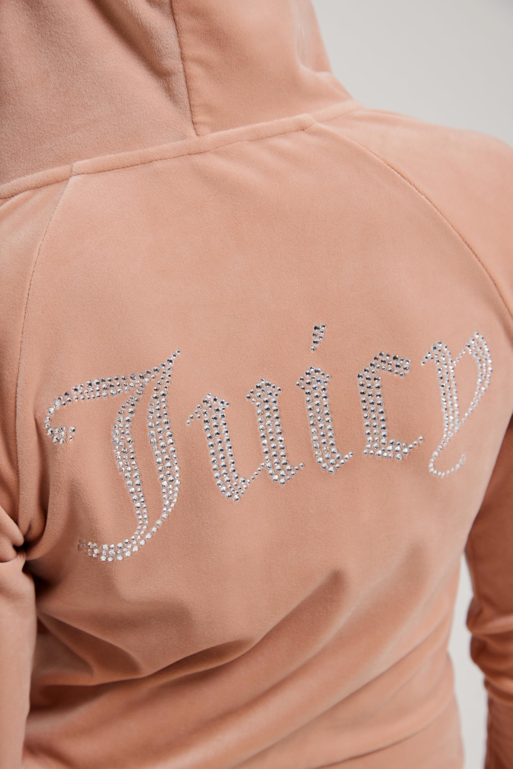 Klasyczna welurowa bluza z kapturem z logo Juicy, Café Au Lait, M