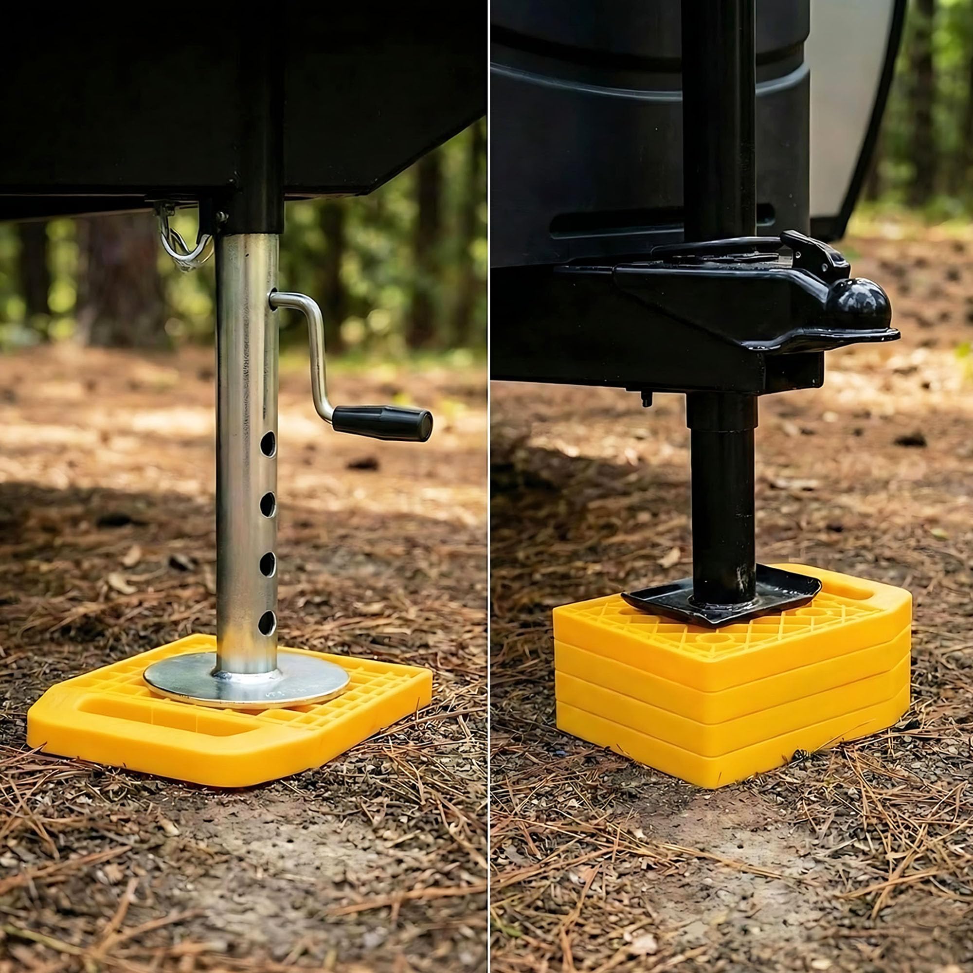 Set Di 4 Cuscinetti Per Staffa Stabilizzatore RV, Cuscinetti Per Piedi Caravan, Piccoli Cuscinetti Per Martinetto Stabilizzatore, Stabili e Antiscivolo, Portatili, Terra Stabilizzatore