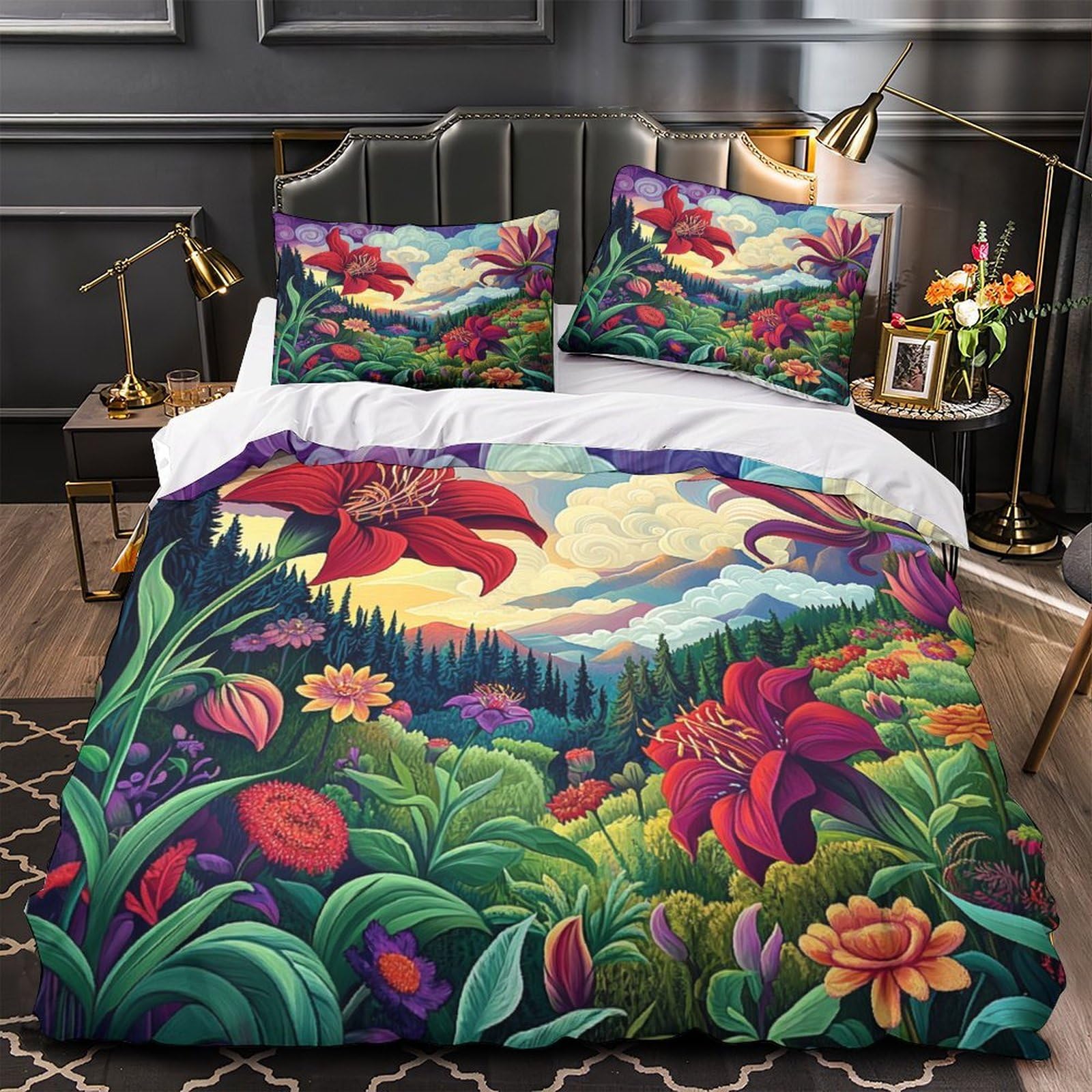 Housse de couette microfiche 3 pièces lit super king 260x220 éclair caché