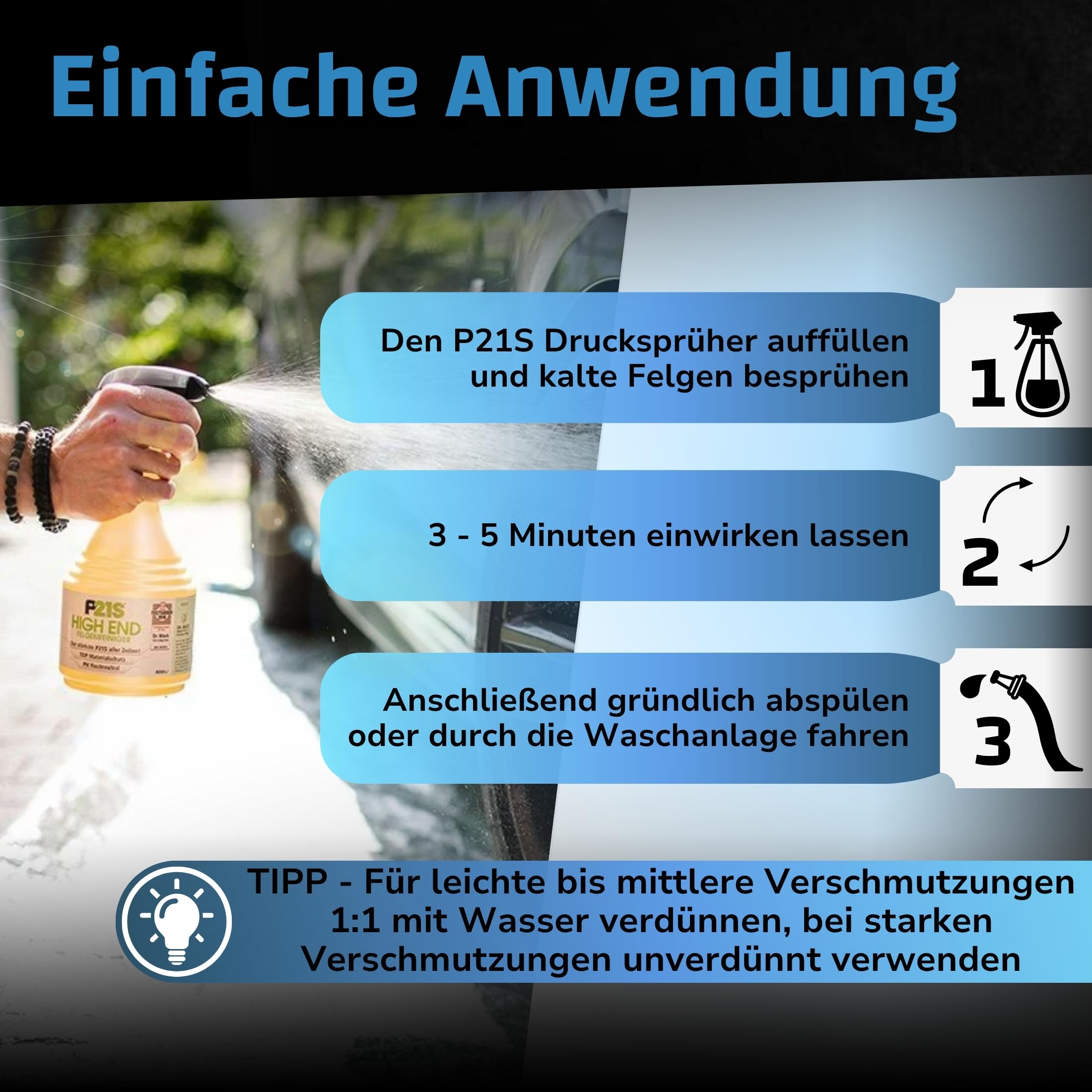 DR. WACK - P21S HIGH END Felgenreiniger 5 Liter - Felgen Spray mit Gel-Formel & Wirkindikator - Schnelle & schonende Reinigung - pH-hautneutral & biologisch abbaubar - Hochwertige Autopflege