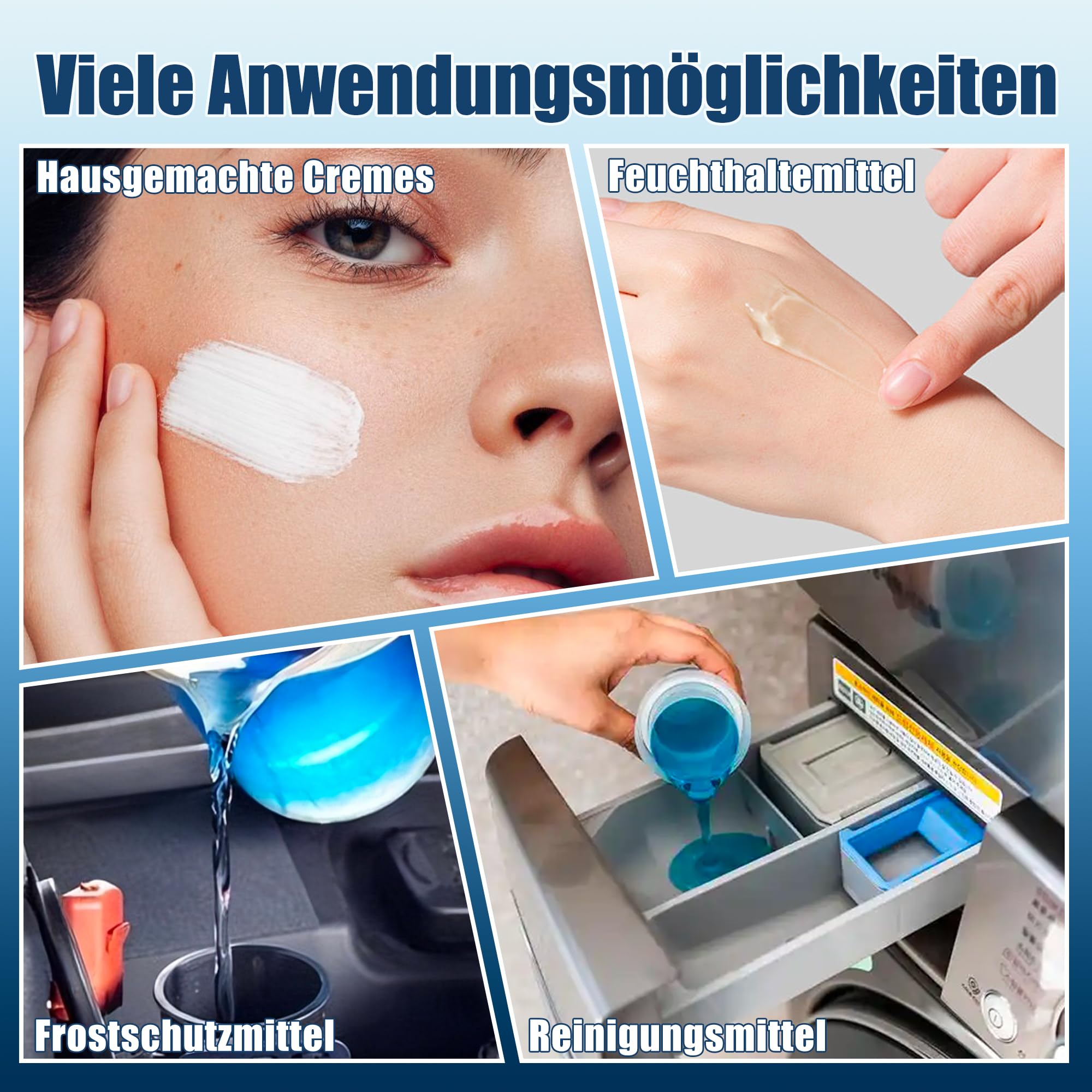DBL 2x500ml 70% Glycerin E422, 30% Propylenglykol E1520, 70/30 VG/PG, 99,9% | Pharma- & Lebensmittelqualität, Vegan, Farblos, Ideal als Liquid Base für DIY, Seifen, Cremes, Kindersicherer Verschluss