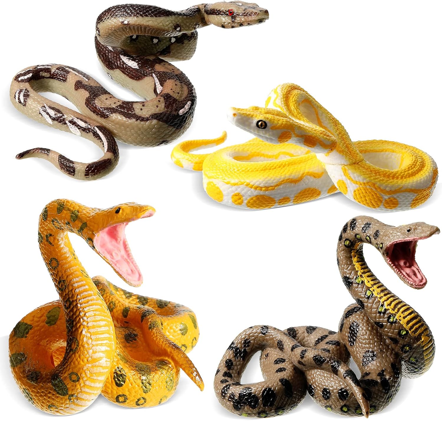 Leyndo 4 Pcs Fake Snake Rubber Snakes to Keep Birds Away