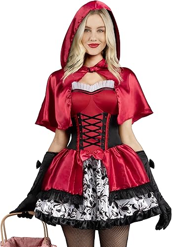 Spooktacular Creations Disfraz de Caperucita Roja para Mujer con Caperucita Roja Accesorios para Disfraz de Halloween
