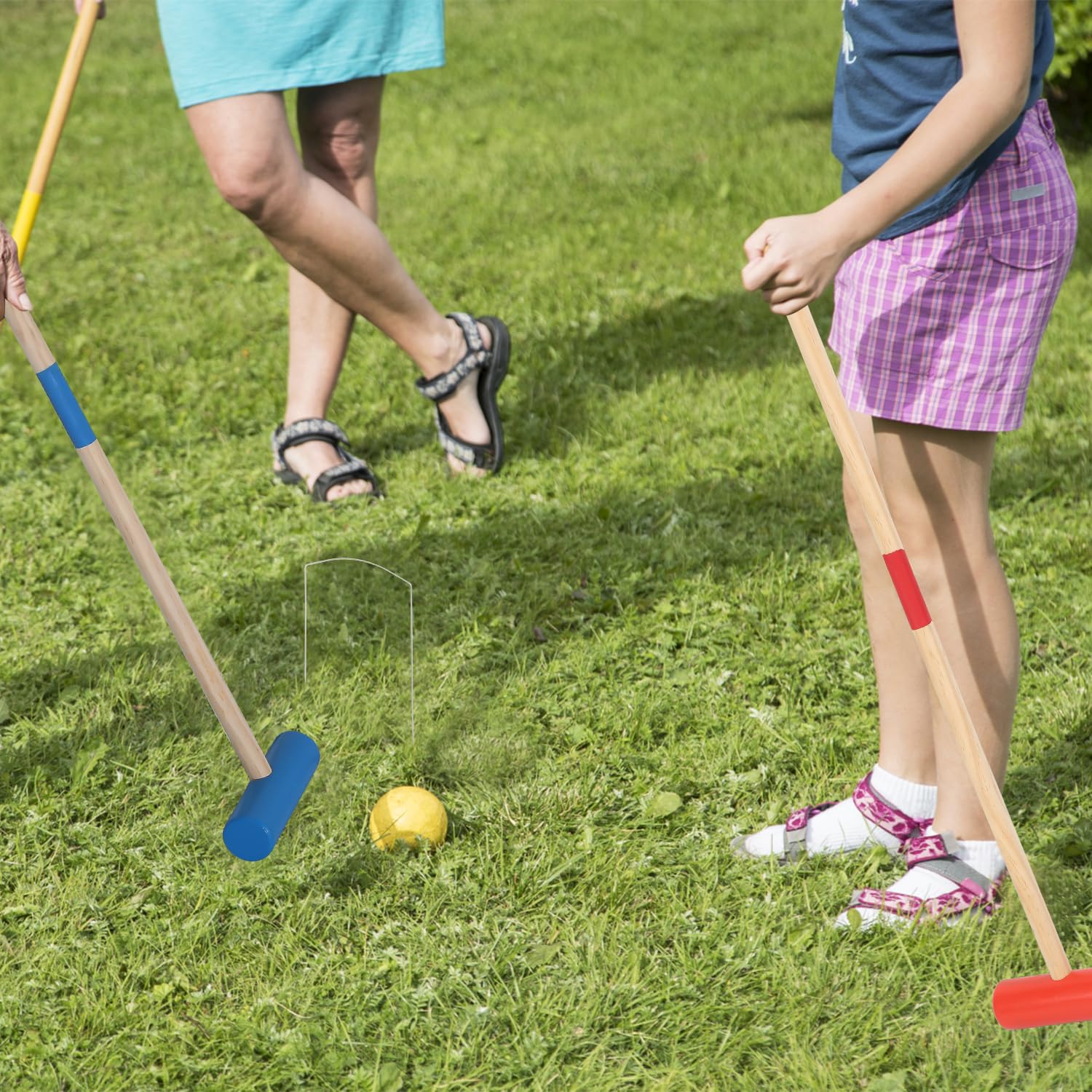 Aufun Croquet Gioco Croquet di qualità Set di gioco per 4 giocatori, bambini, adulti, gioco da rocket, Divertimento all' Aperto per Tutta la Famiglia