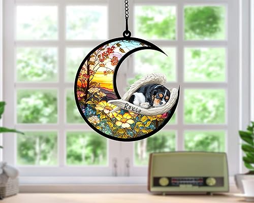 Miniatura 721 de Chow Chow Dog Memorial Suncatcher, adorno de Navidad Chow Chow con nombre, atrapador de pérdida de mascotas, regalos para los amantes de los perros