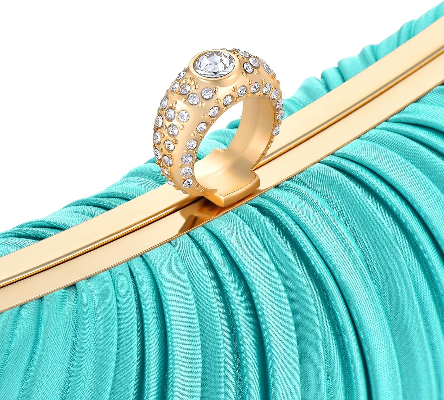 Fashion Women's Evening Bags, Gold Silk Luxury Handbags with Chain Stylish Purses for Wedding Party