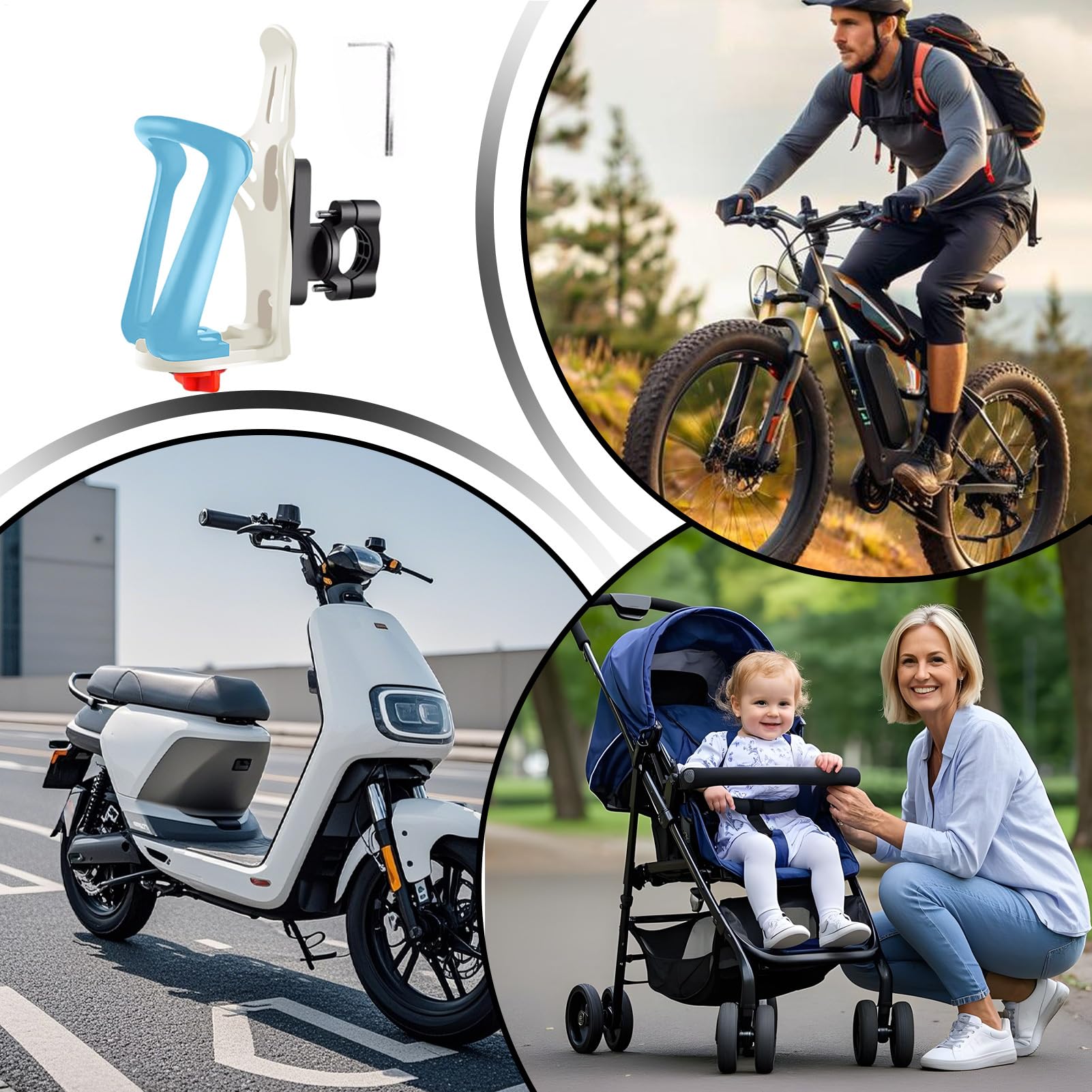 Portaborraccia Bicicletta Supporto Regolabile Per Manubrio 20-35 mm | Portaborraccia E Porta Bicchiere Per Bici Supporto Portabevande da Manubrio e 20-35mm per Bici Moto Scooter Passeggino Sedia