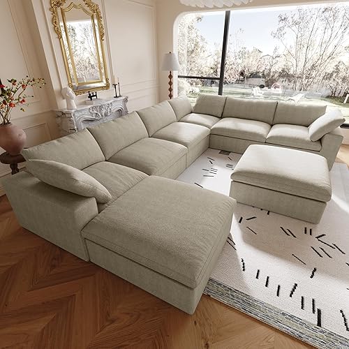 Cloud - Sofá modular modular relleno de plumón, cómodo juego de sala de estar de gran tamaño para sala de estar, sofá grande de 8 plazas, sofá