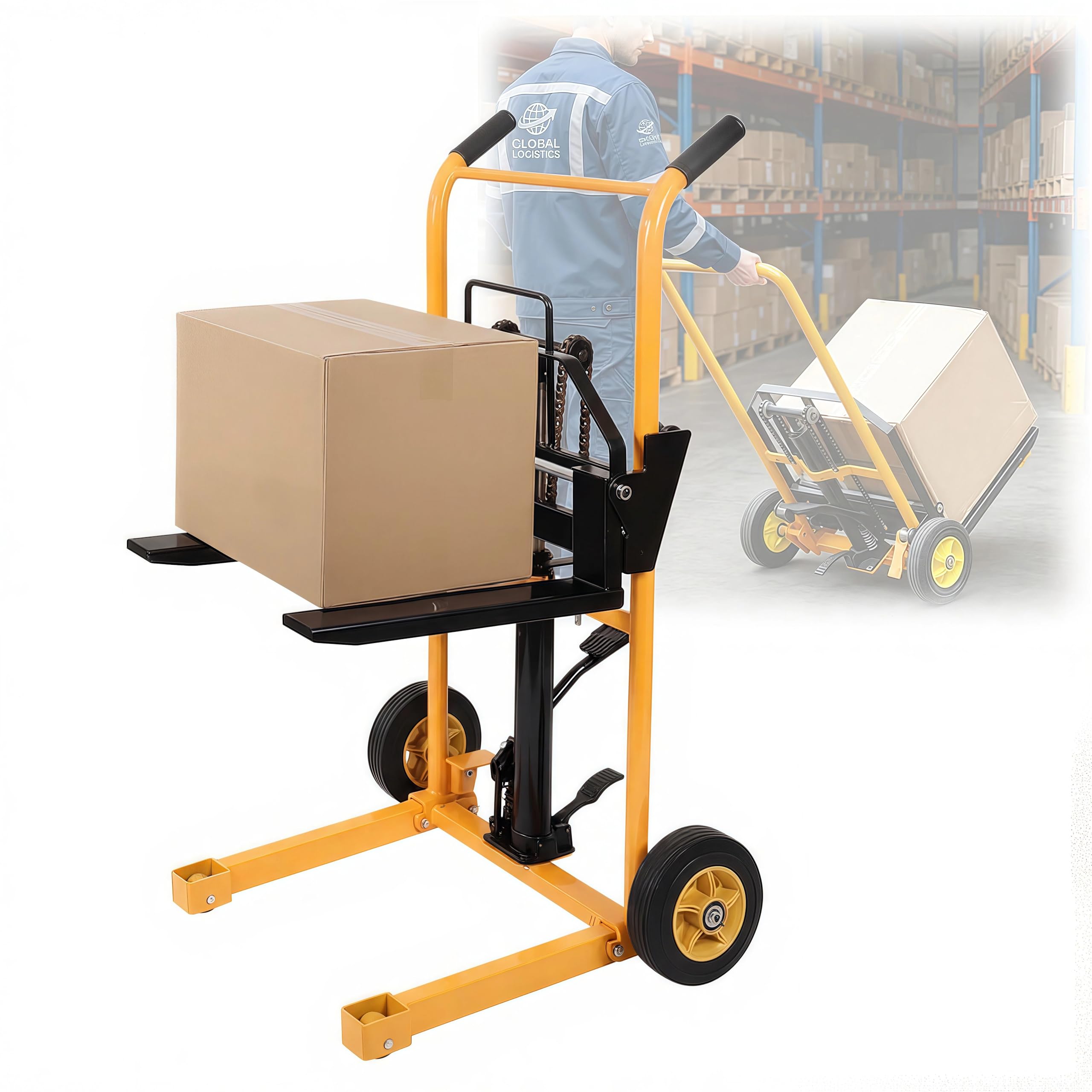 Carretilla Elevadora de PaletS Apiladores Apilador de ElevacióN Materiales | Sistema de ElevacióN con Pedal Manual Capacidad 200 kg Altura MáXima 900 mm Carretilla Elevadora Transporte MóVil Horquilla