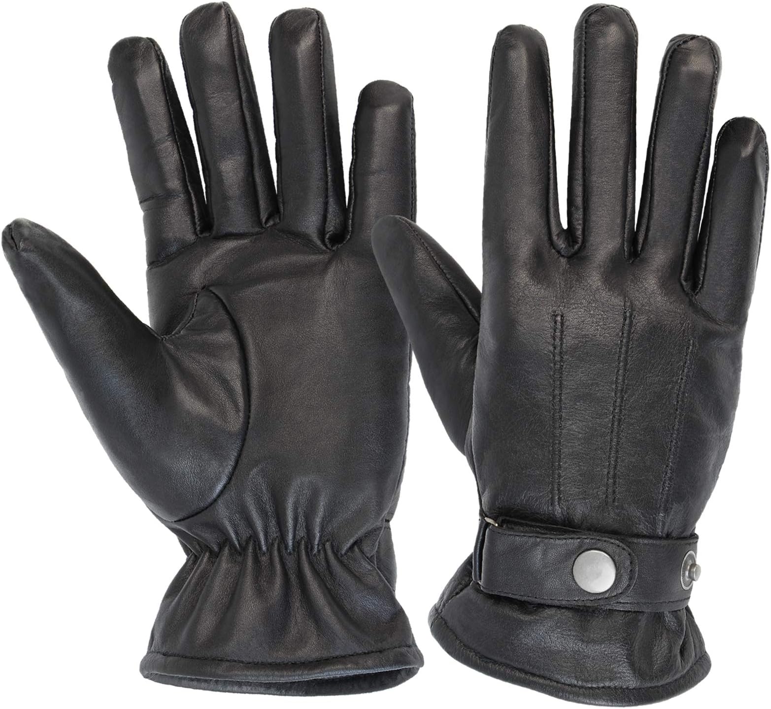 ALPIDEXMen Leather Gloves Genuine Leather Soft Warm Lined Leather Gloves Winter Gloves Glove Black Brown Autumn Winter