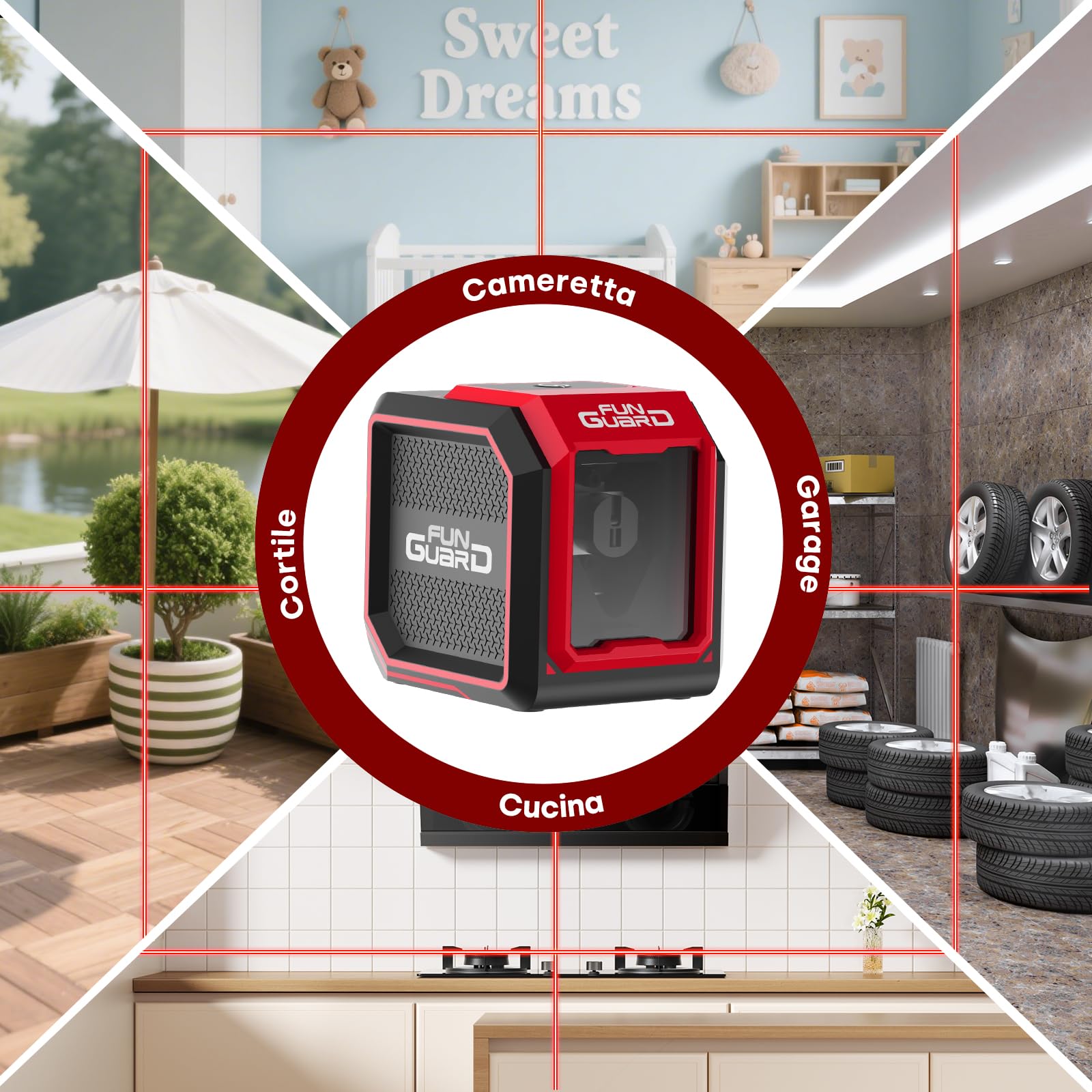 Livella Laser Autolivellante, 20M Rosso Livello Laser Orizzontale e Verticale, 2 x Batteria AA, IP54 per Cantieri, Decorazione per la casa, DIY, Portatile