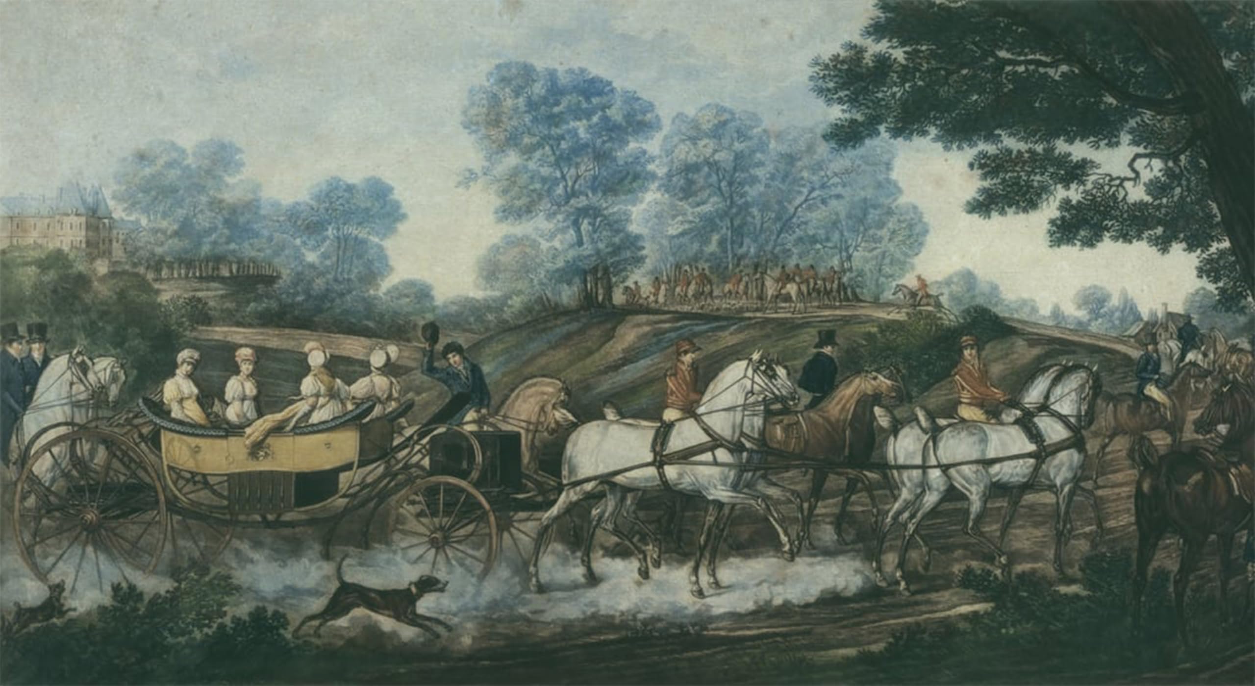 POSTERIIk Vintage Art Print Images Pictures Print Hunt Meeting Engraved by Antoine Charles Horace Vernet Modern Colour Posters for Office Home Decor 60x90cm