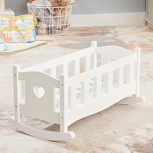 Miniatura 9 de Melissa & Doug Mine to Love - Cuna de juego de madera para muñecas, animales de peluche, color blanco