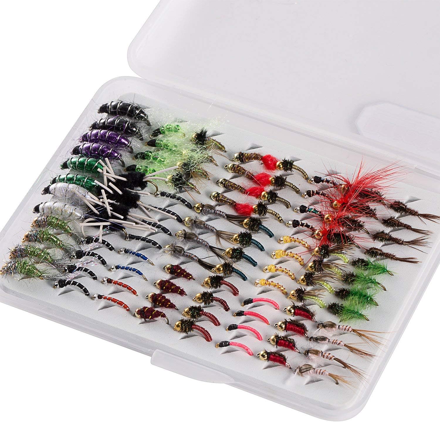 BASSDASH Fly Fishing Flies Kit Fly Assortment Trout Bass Fishing with Fly Box with Dry/Wet Flies, Nymphs, Streamers, Popper
