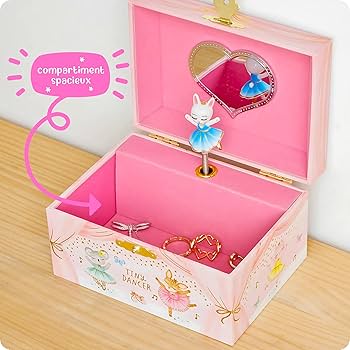 Boîte à Musique Avec Miroir Et Ballerine Dansante - Boîte à Bijoux Musicale, Mélodie Douce, 18x11.7cm