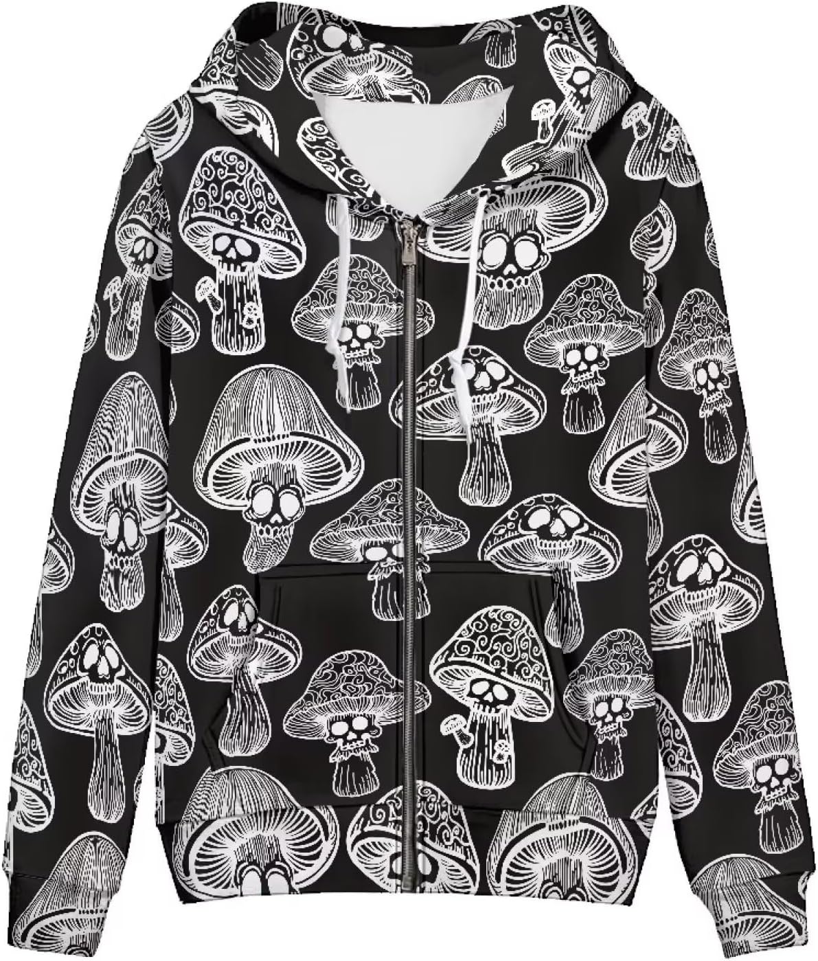 Amzbeauty Long Sleeve Hoodies For Women Zip Up Cute Printed Casual Drawstring Hooded Sweatshirts